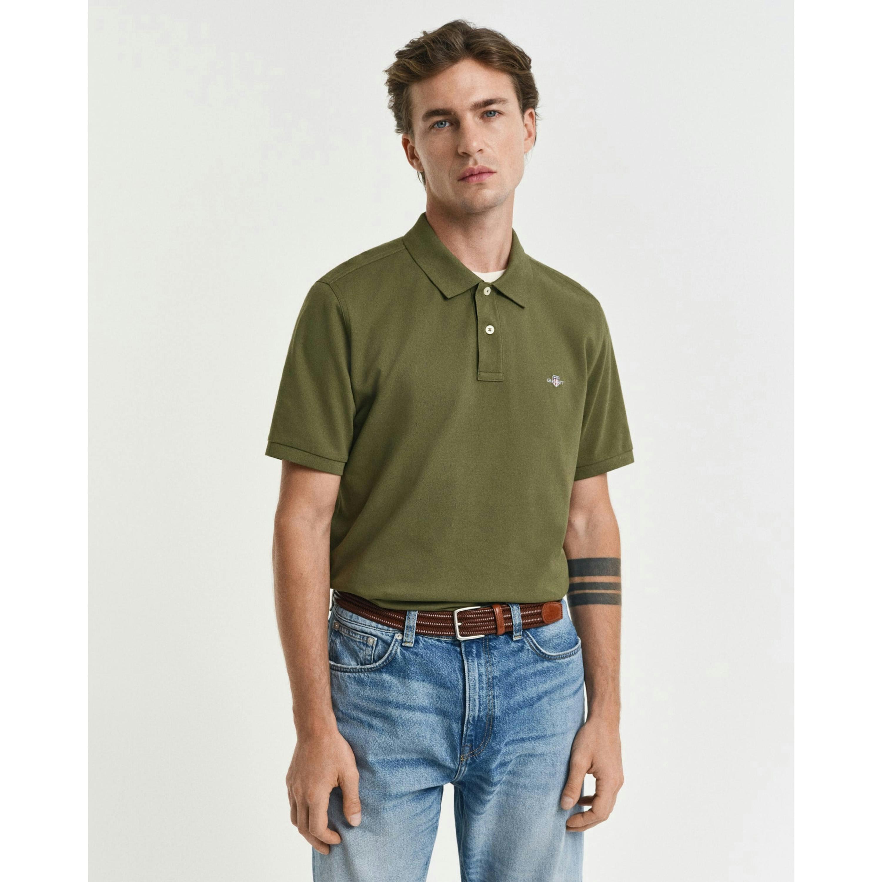 GANT Shield Logo Polo Shirt  in Green , view 1 of 4