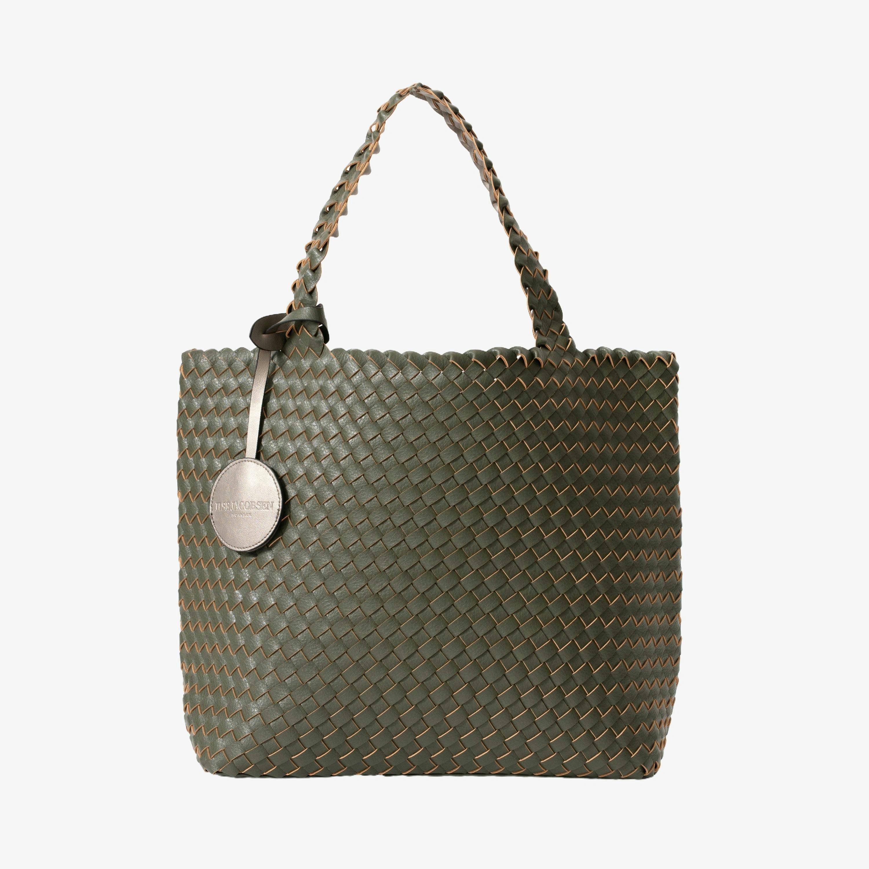 Ilse Jacobsen Braided Tote Bag in Green , view 1 of 5