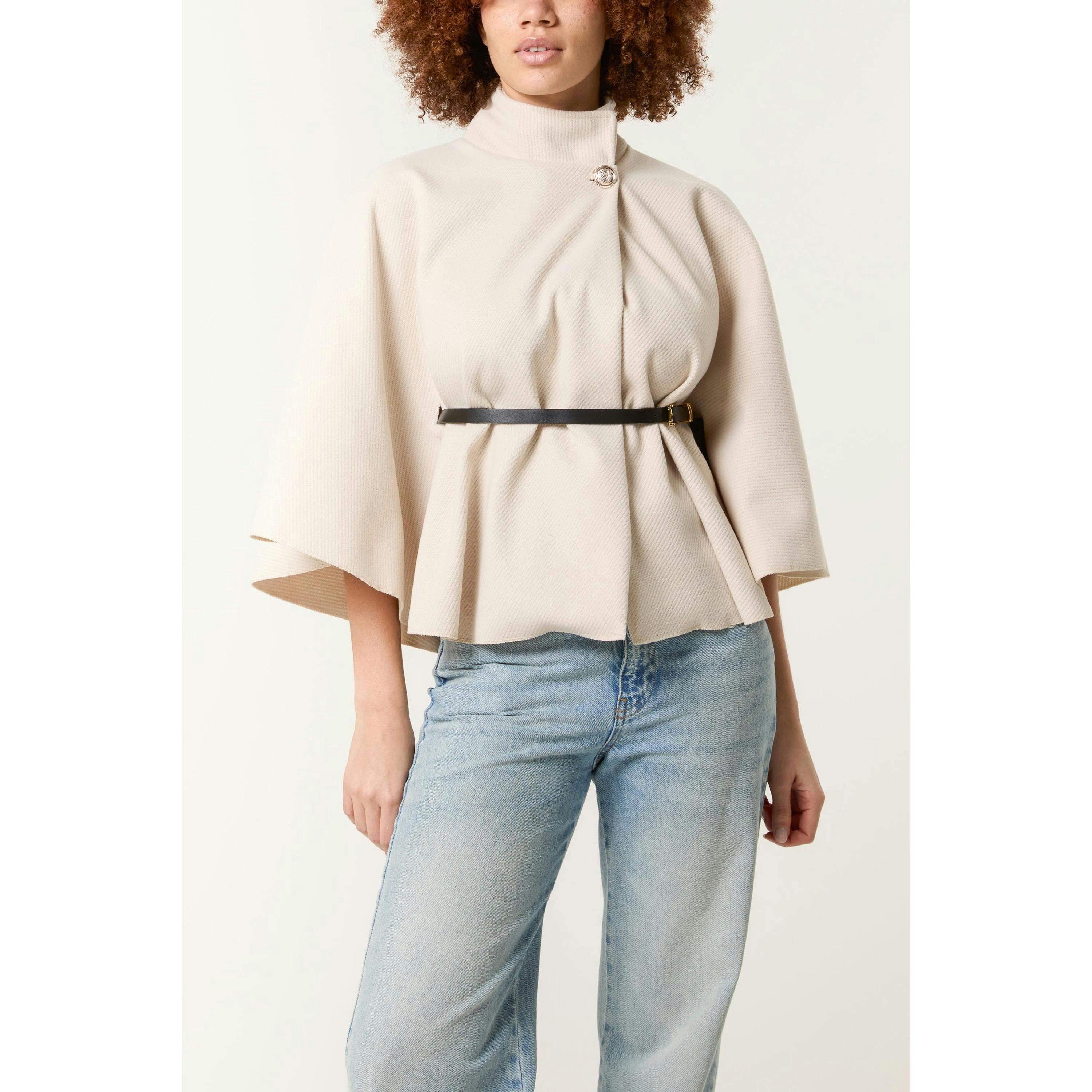 Blue Vanilla Belted Cape Coat  in Beige , view 1 of 2