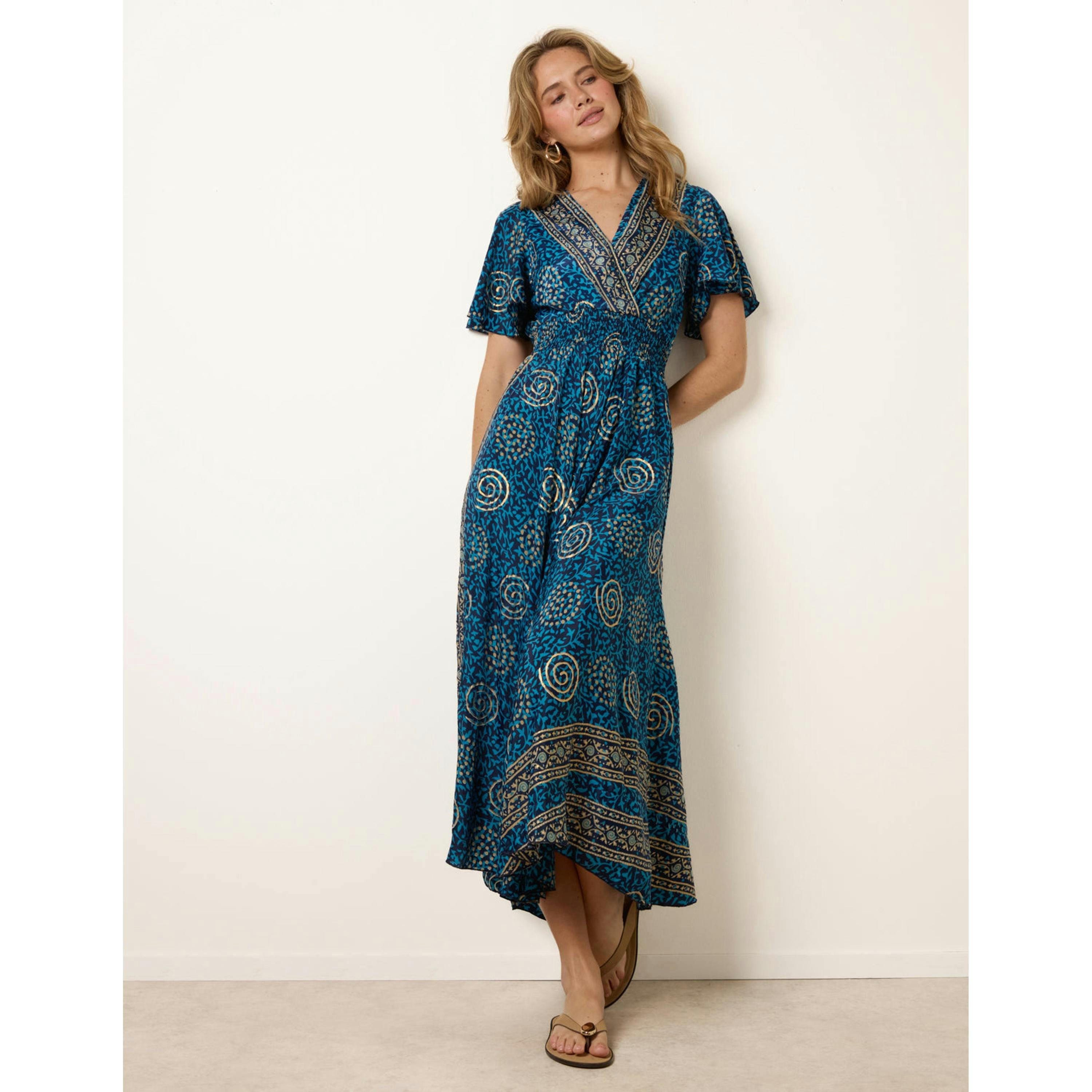 Blue Vanilla Wrap Over Tie Back Maxi Dress  in Blue , view 1 of 4