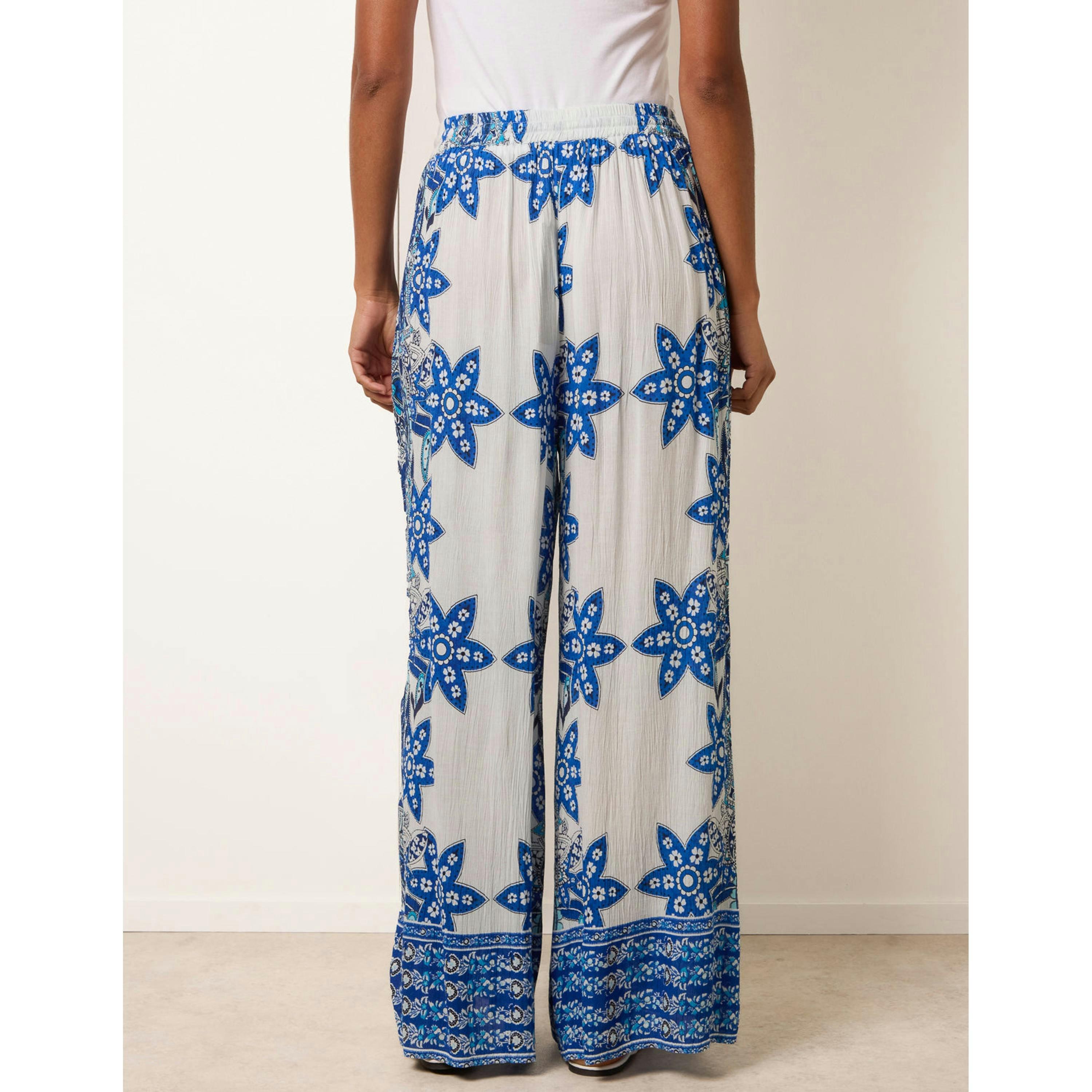 Blue Vanilla Paisley Floral Wide Leg Printed Trousers  in Blue , view 2 of 4