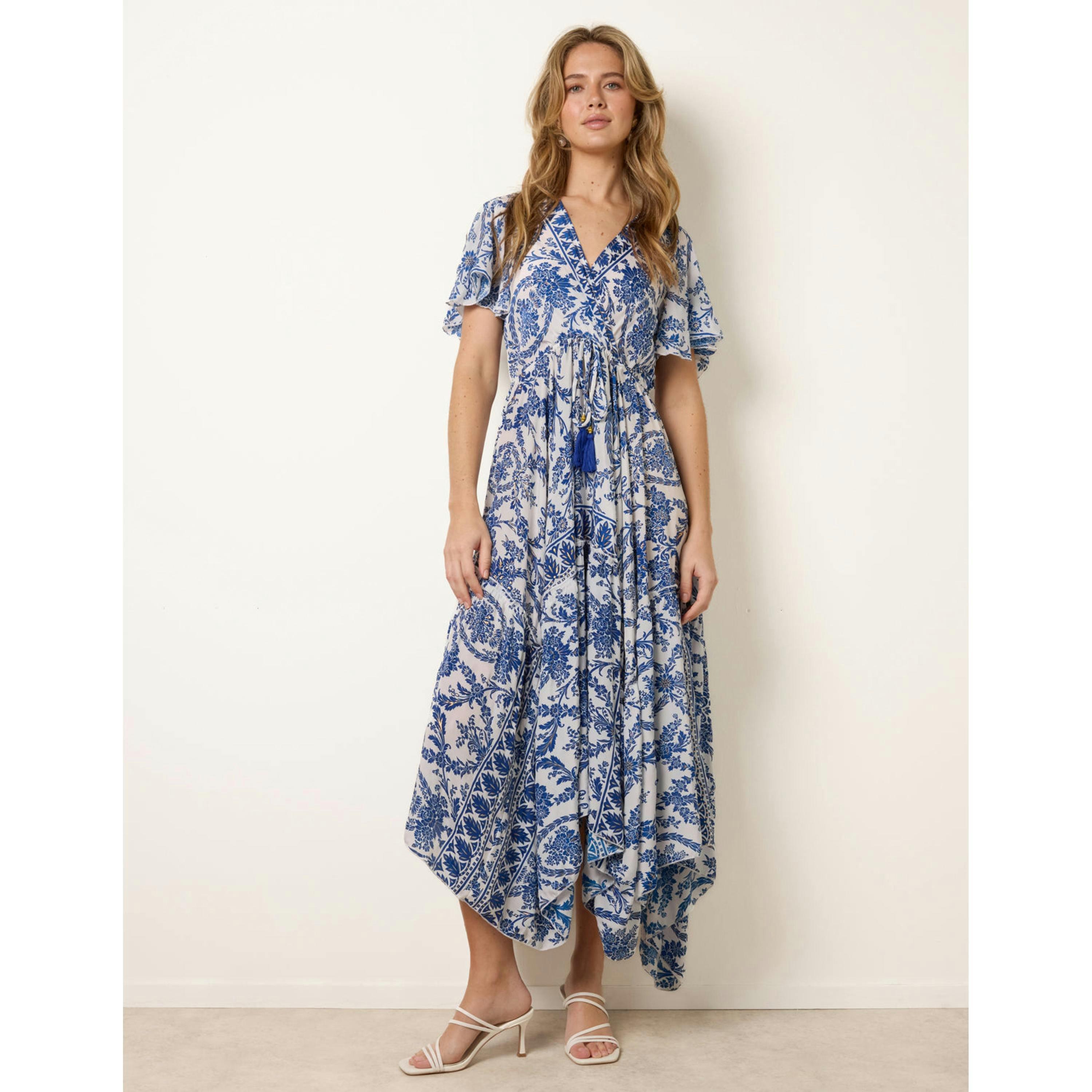Blue Vanilla Asymmetric Hem Wrap Dress  in Navy , view 4 of 4