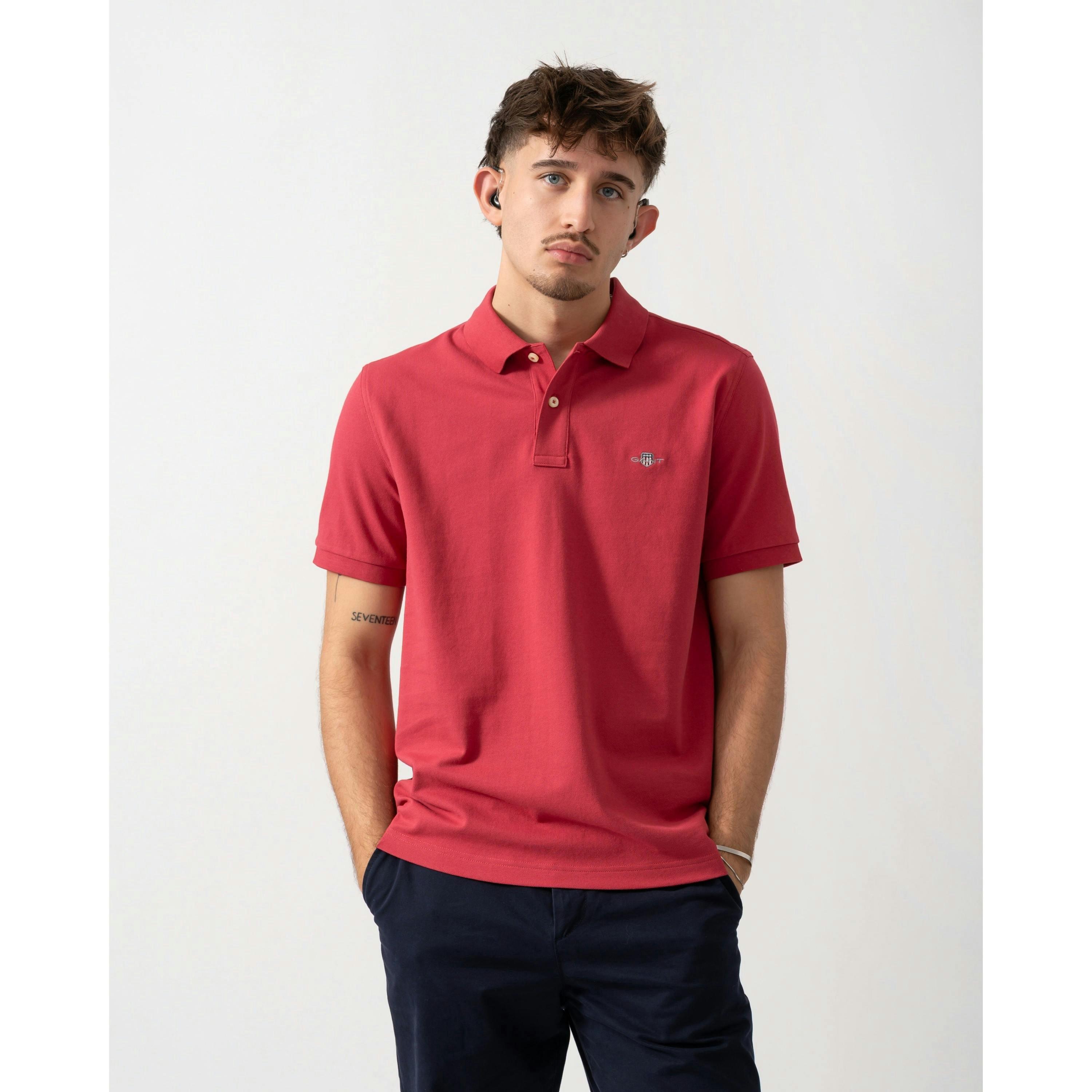 GANT Short Sleeve, Shield Logo Polo Shirt  in Red , view 1 of 4