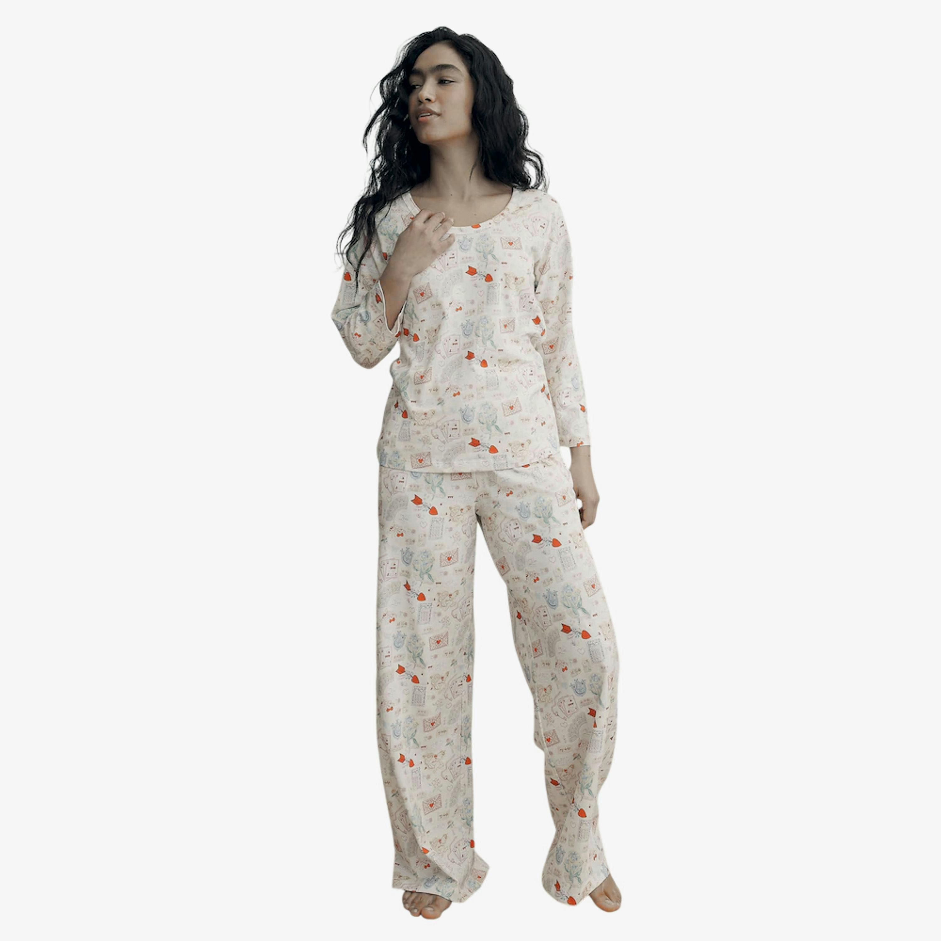 Cath Kidston Womens/Ladies Heart Cotton Jersey Valentine Pyjama Set , view 1 of 1