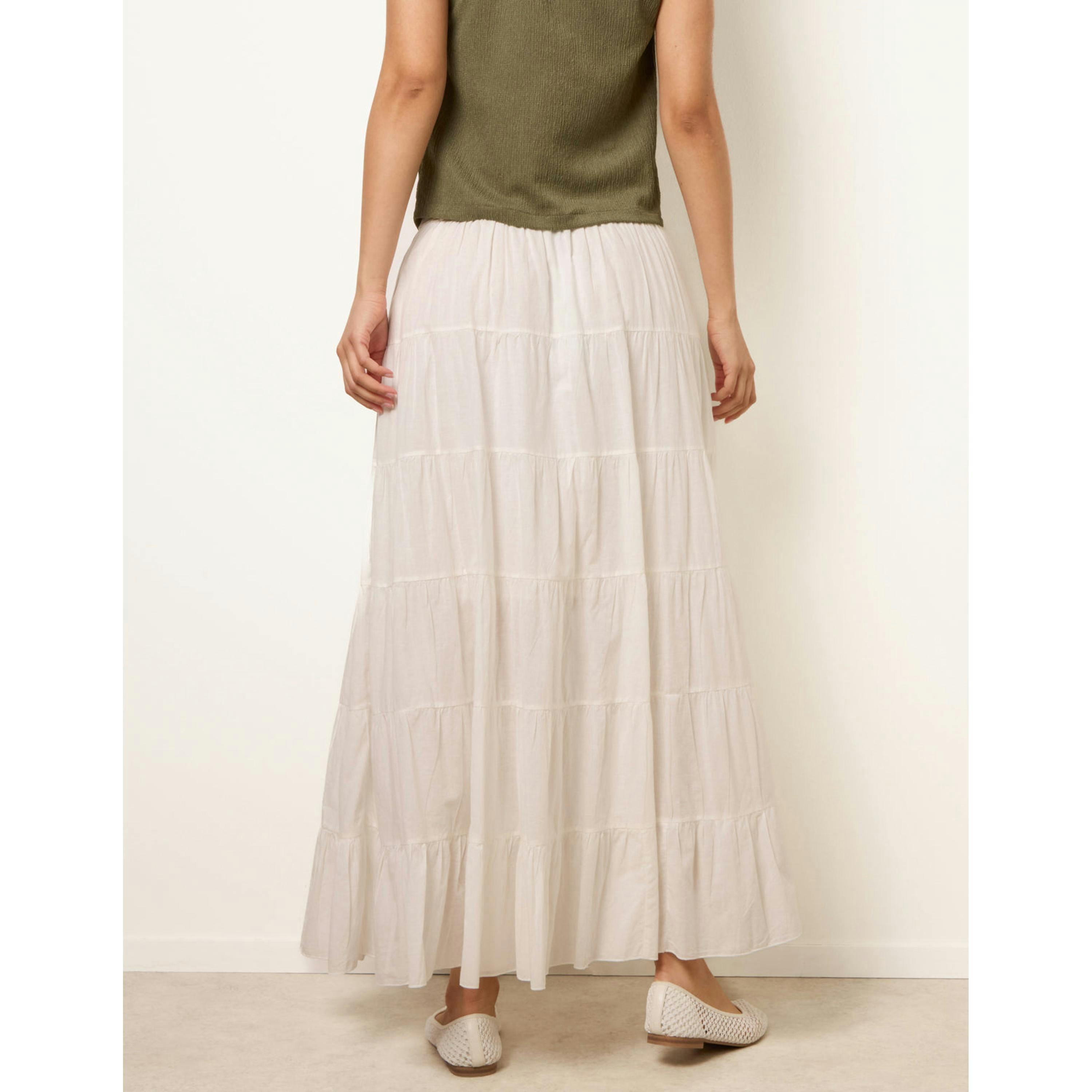 Blue Vanilla Jersey Band Tiered Skirt  in Ivory , view 2 of 4