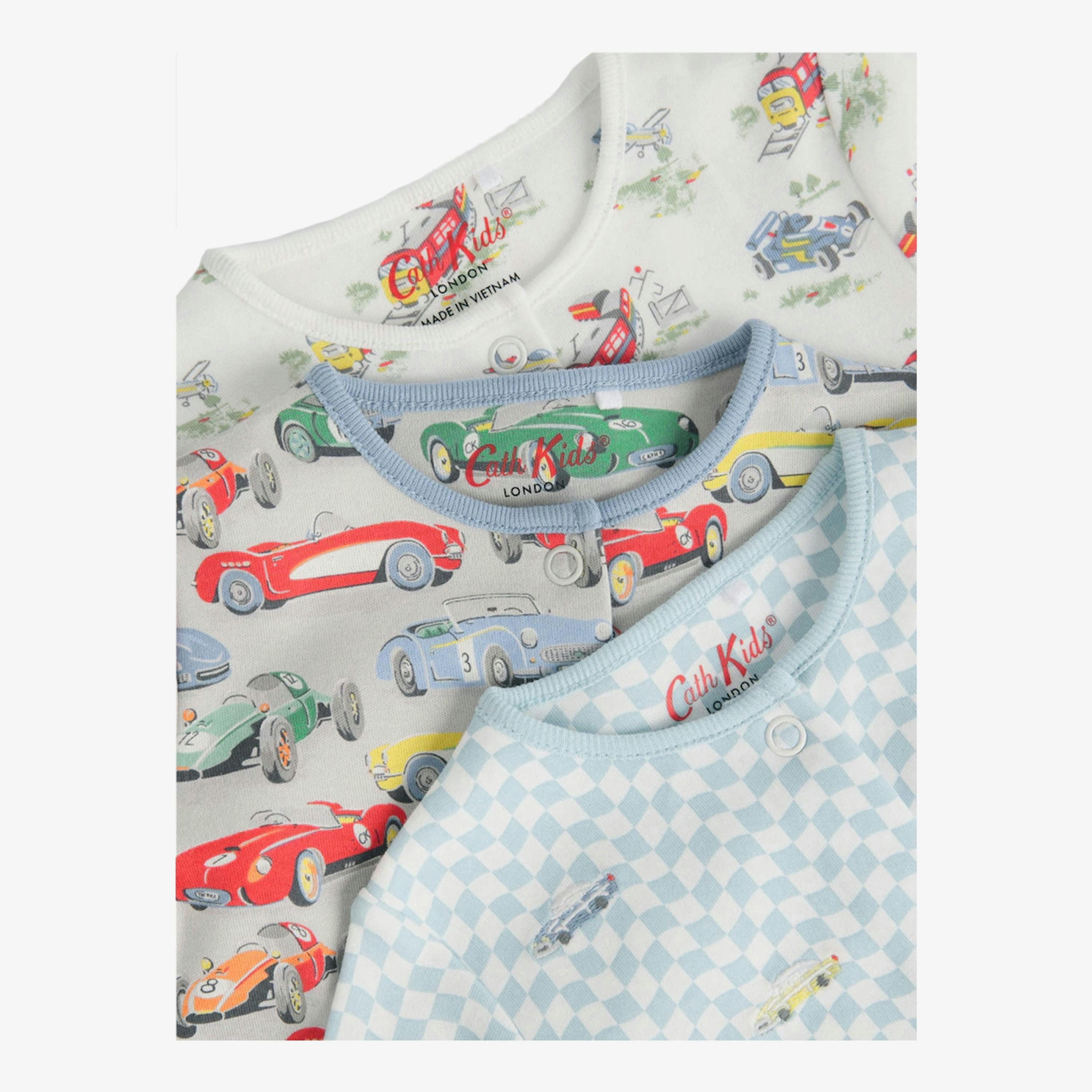 Cath Kidston Baby Retro Cars Babygrow (Pack of 3) , view 1 of 1