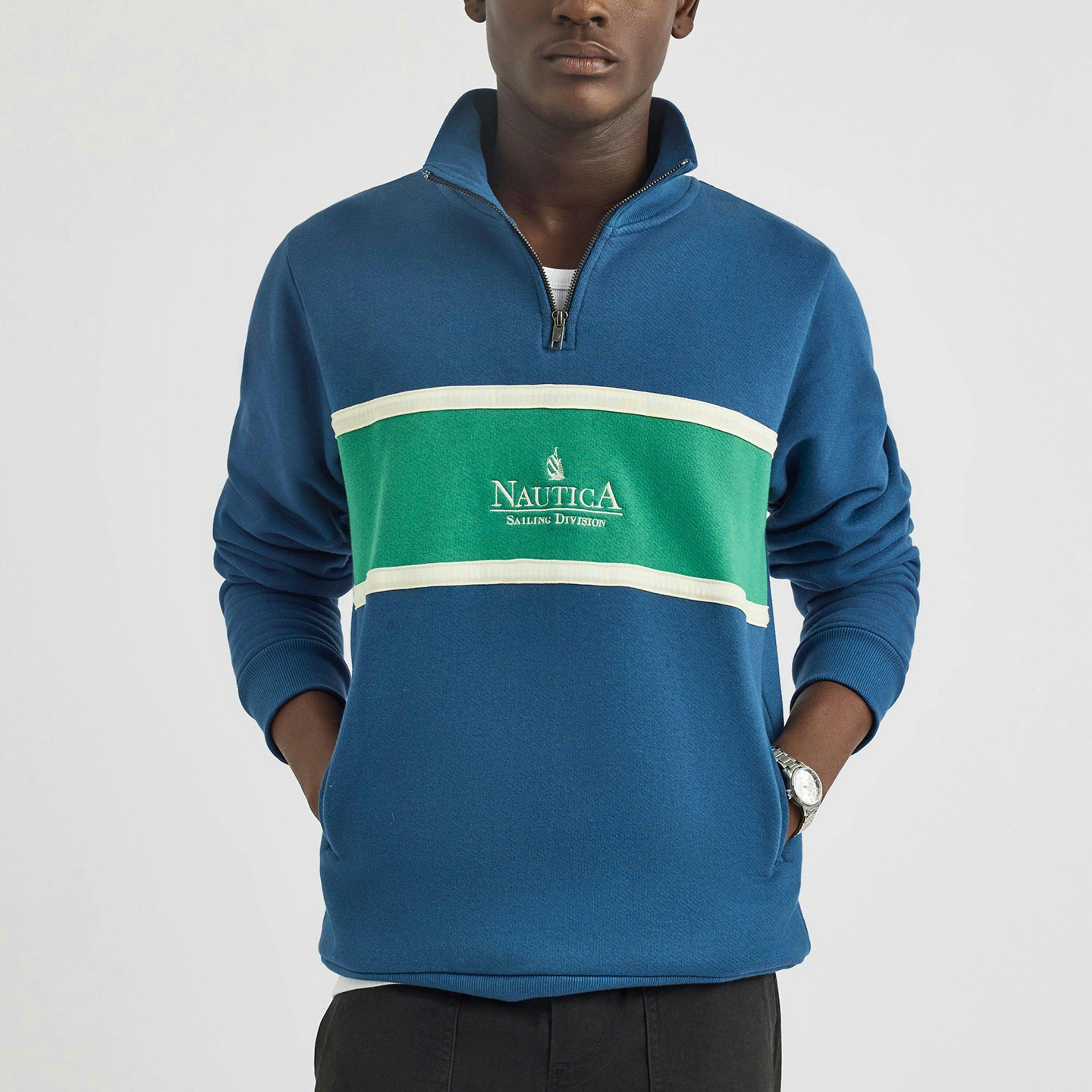 Garbo 1/4 Zip - Washed Denim , view 1 of 3