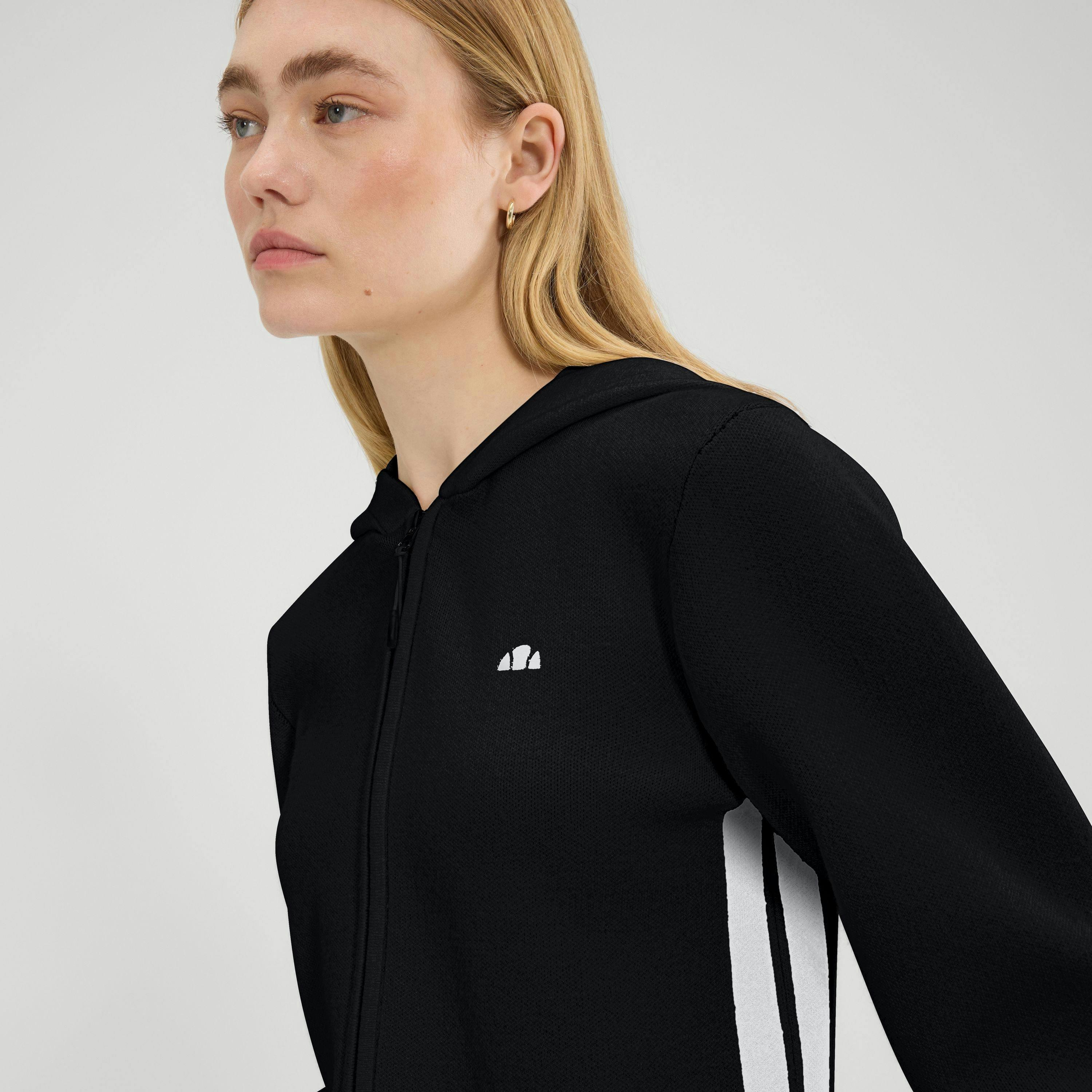 Laneisa Knitted FZ Hoodie - Black , view 3 of 4