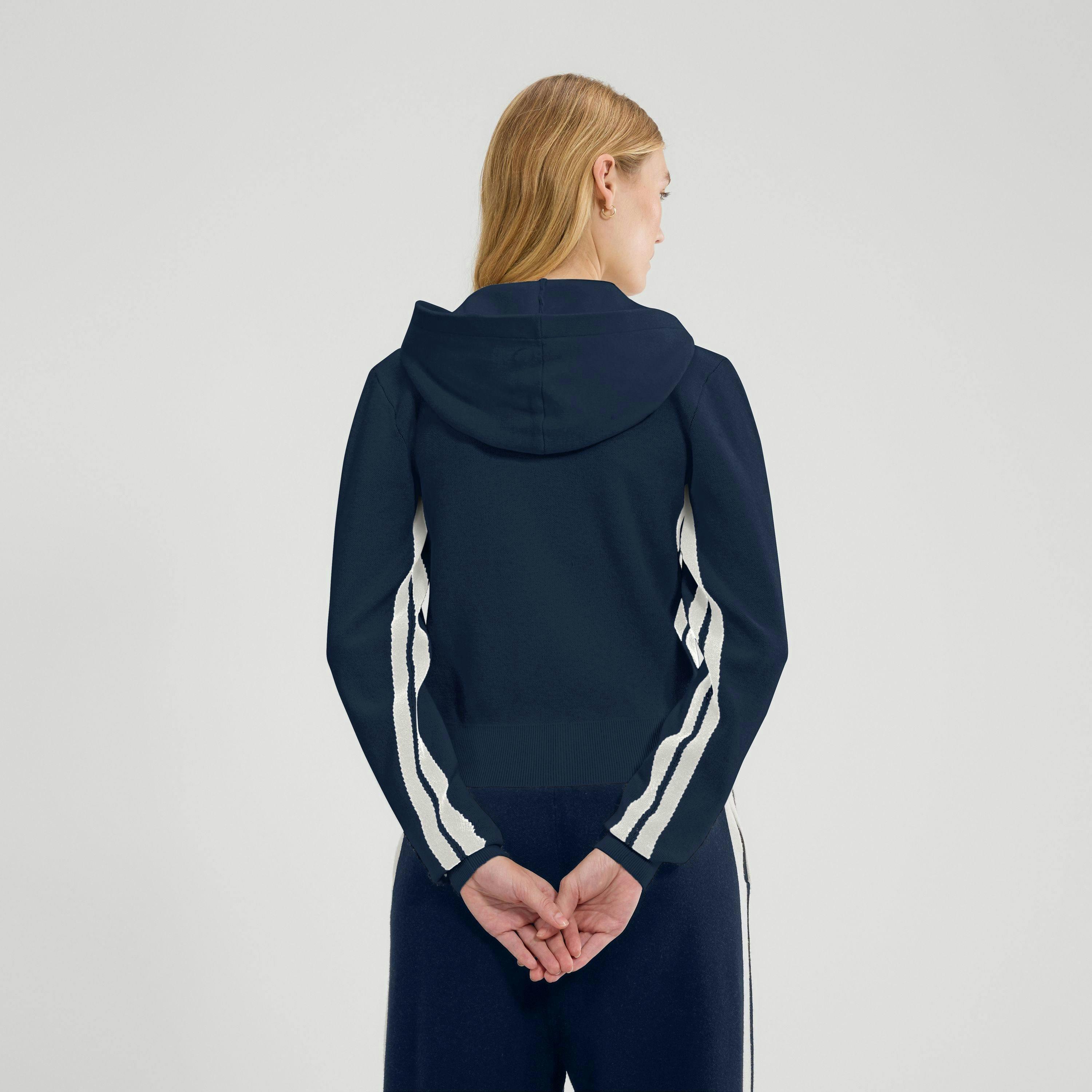 Laneisa Fnitted Full Zip Hoodie - Navy , view 3 of 4