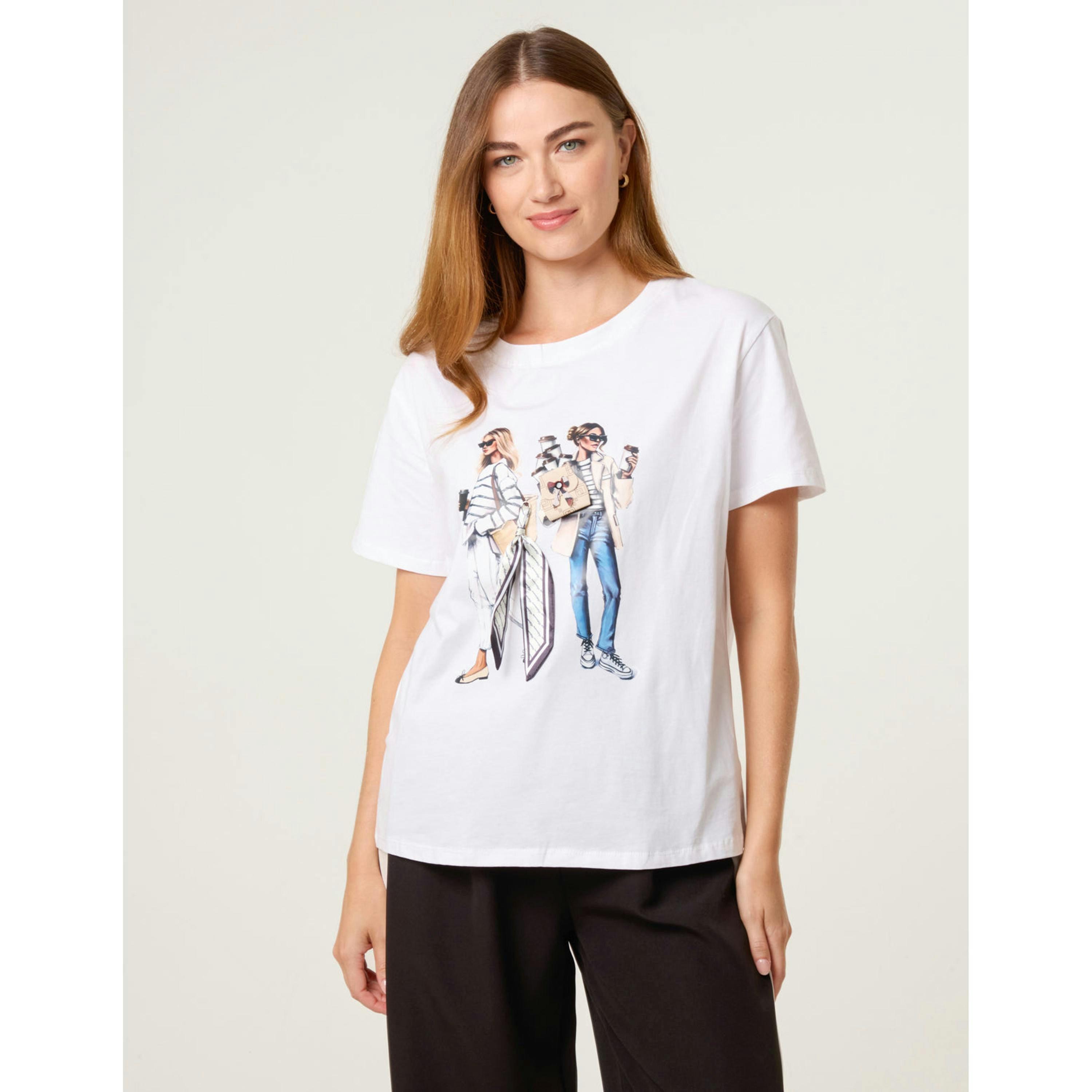 Blue Vanilla Stylish Graphic Illustration T-Shirt  in Ivory , view 1 of 4
