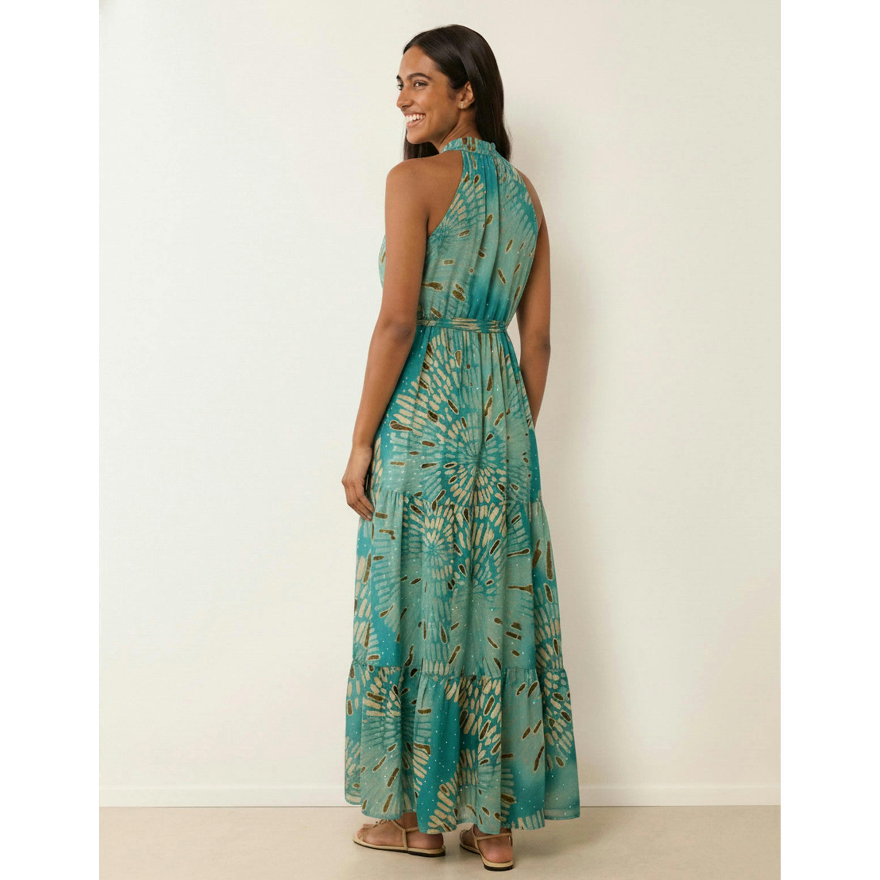 Blue Vanilla Diamante Tiered Tie Front Dress  in Blue , view 4 of 4