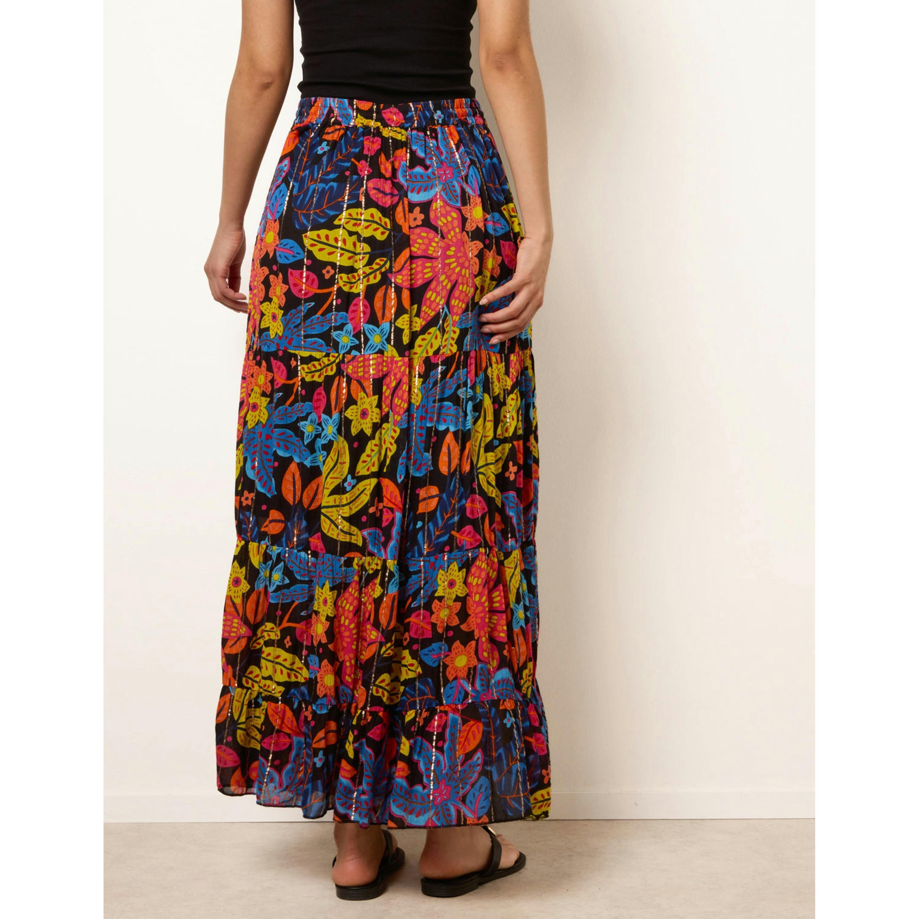 Blue Vanilla Tiered Bright Maxi Skirt  in Black , view 2 of 4