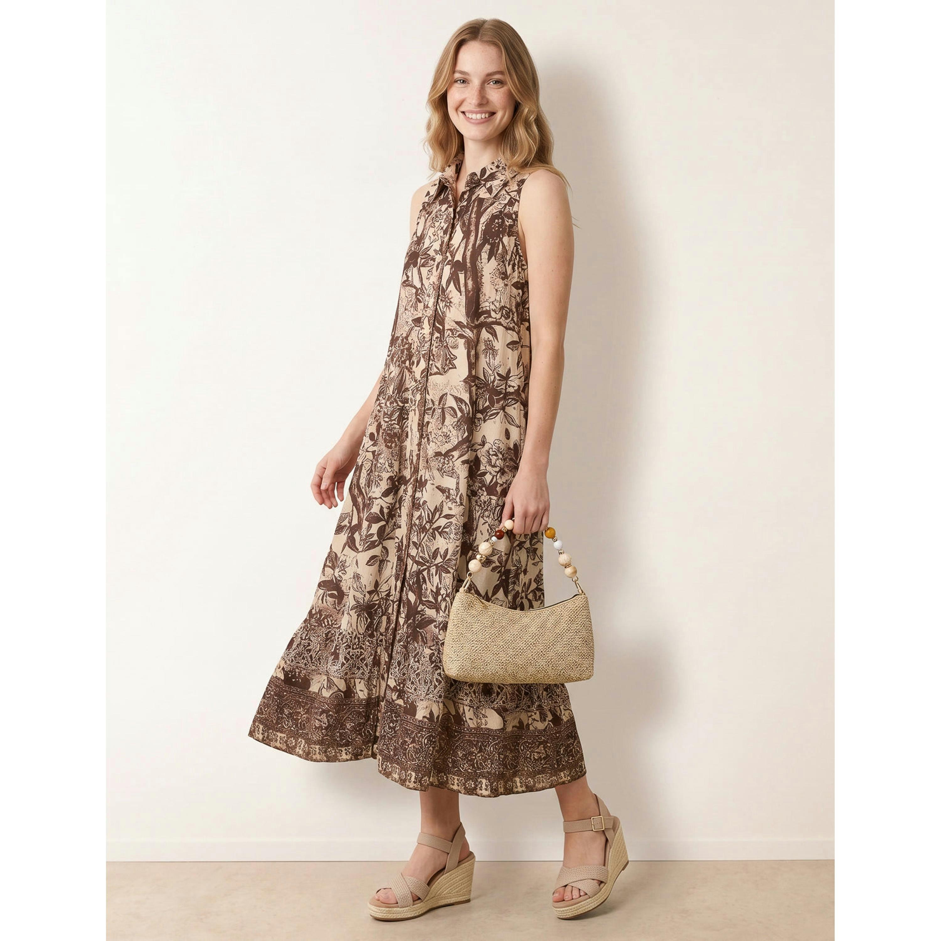 Blue Vanilla Midi Shirt Dress  in Brown , view 1 of 4