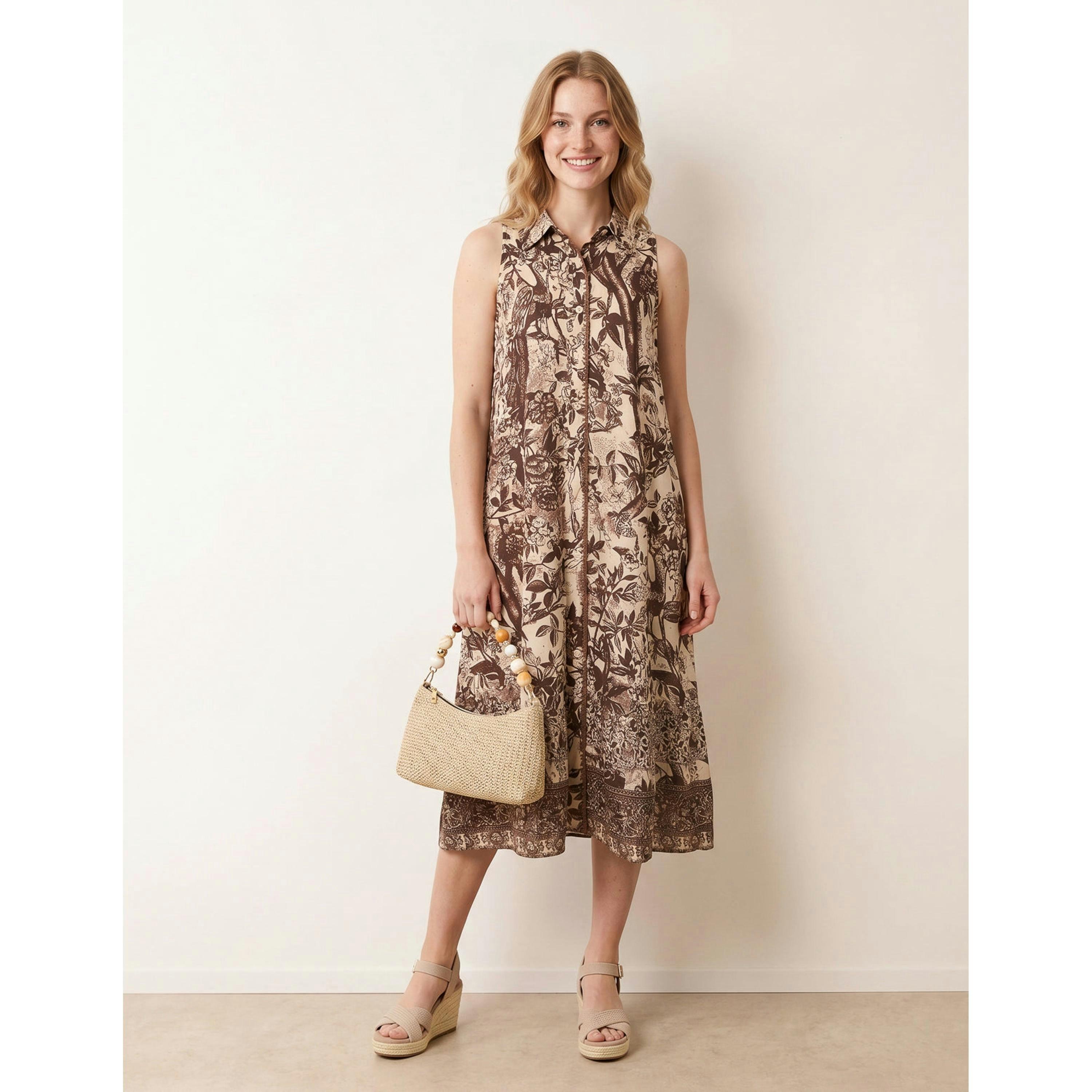 Blue Vanilla Midi Shirt Dress  in Brown , view 3 of 4