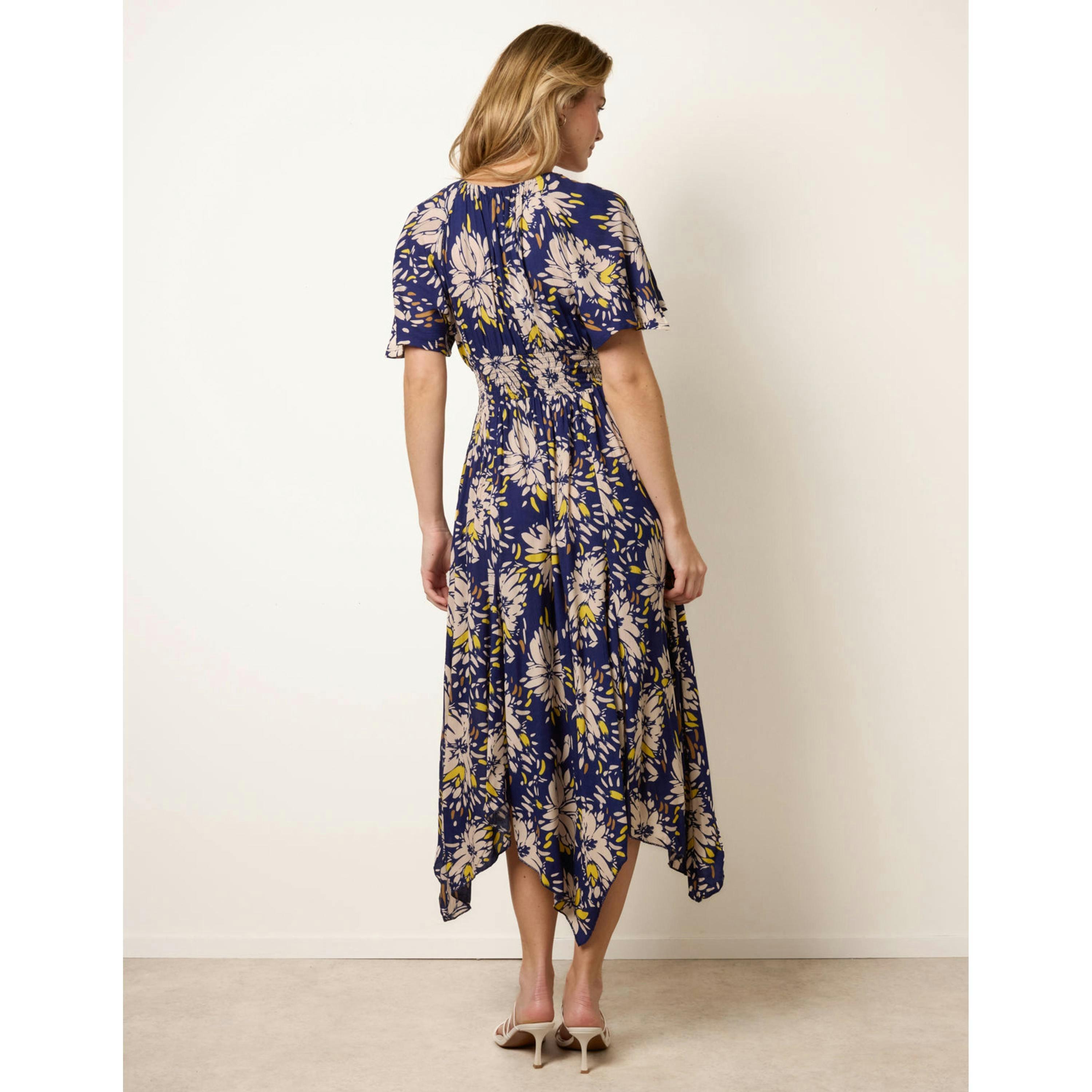 Blue Vanilla Shirred Waist Hanky Hem Dress  in Yellow , view 2 of 4