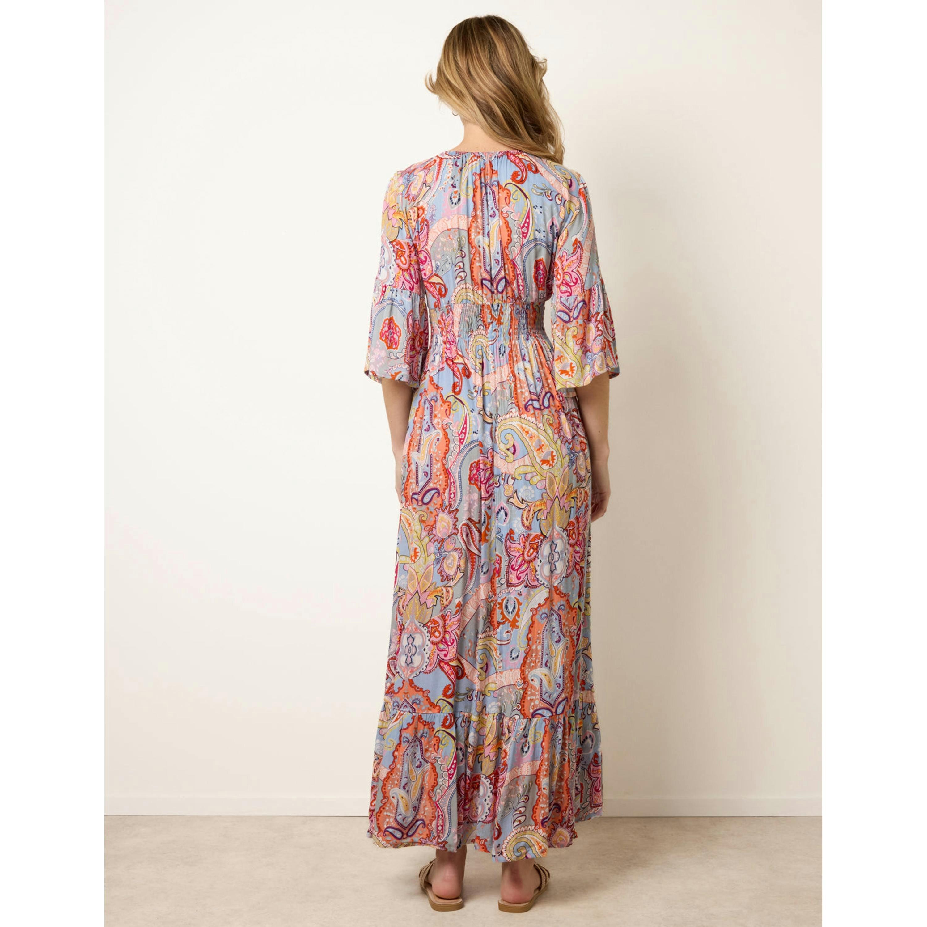 Blue Vanilla Paisley Print V Neck Maxi Dress  in Multicolour , view 2 of 4