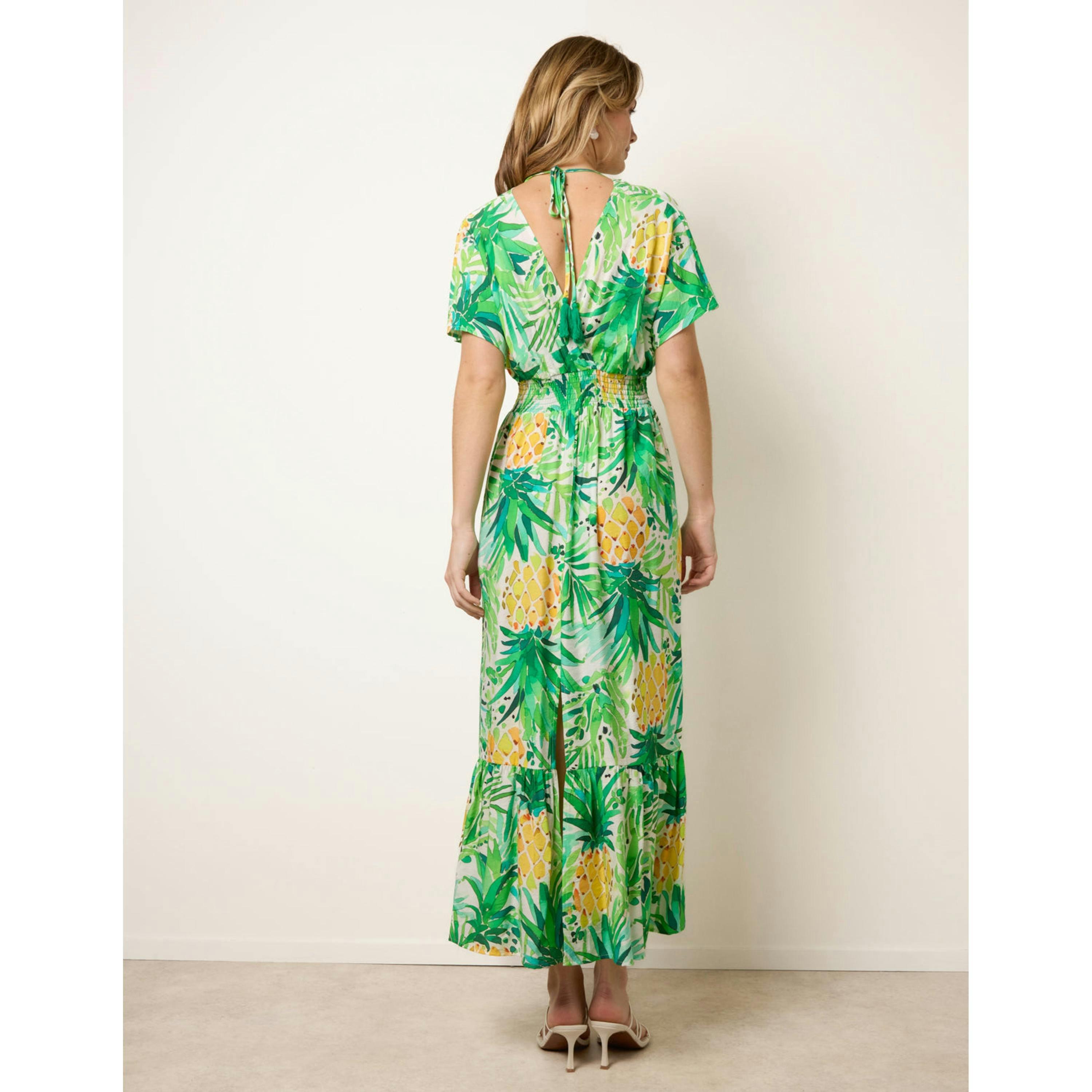 Blue Vanilla Pineapple Double V Midi Dress  in Green , view 2 of 4