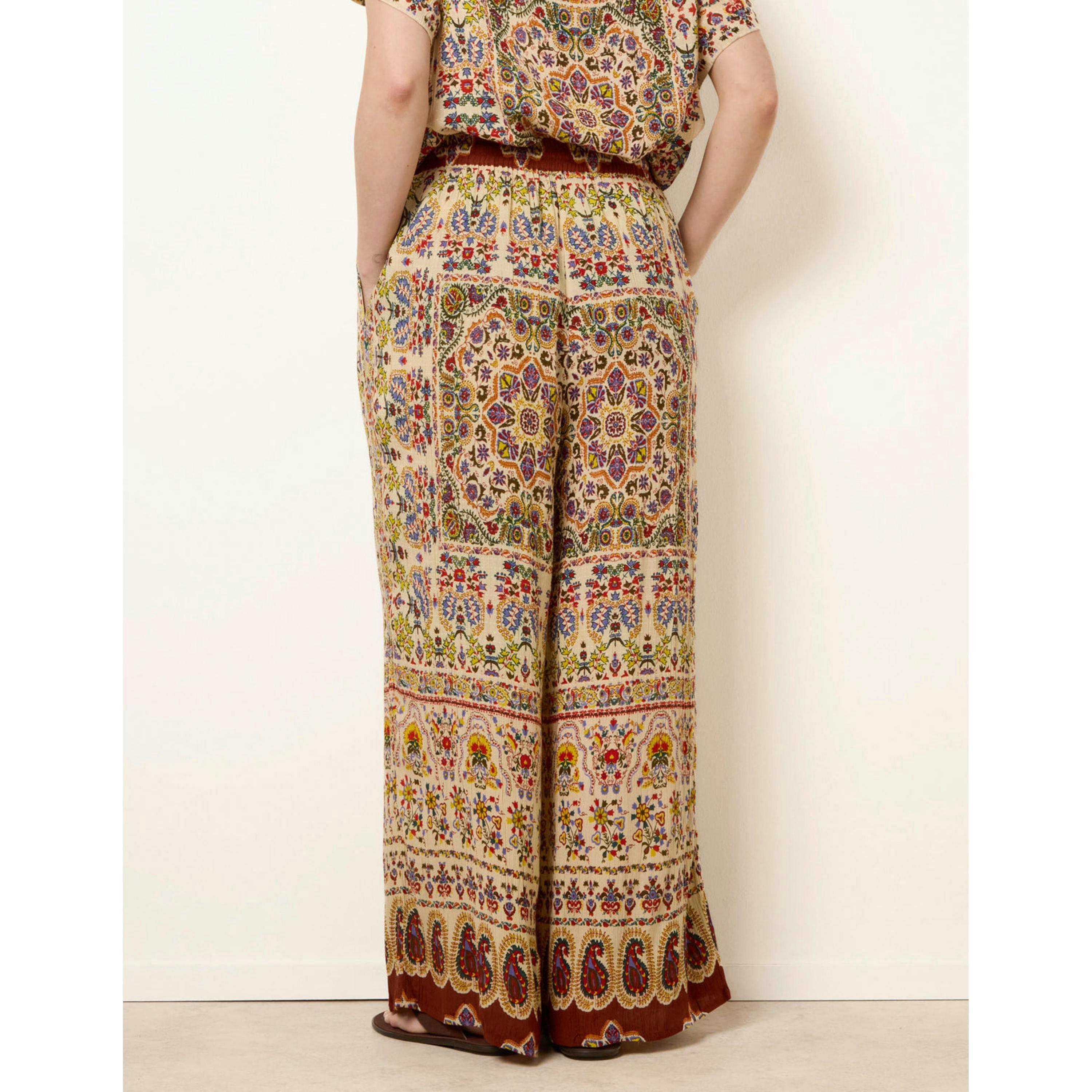 Blue Vanilla Printed Shirred Waist Trousers  in Multicolour , view 2 of 4
