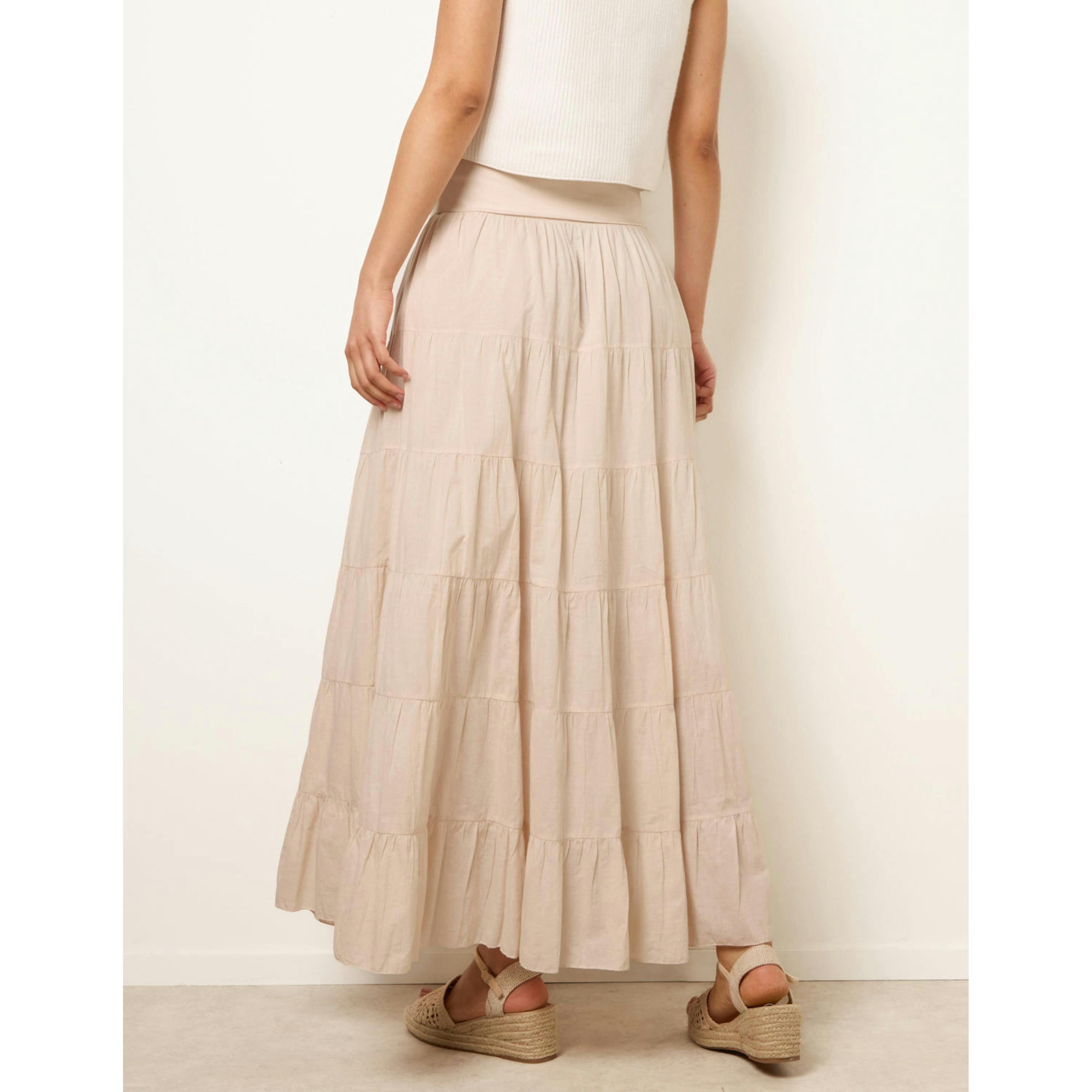 Blue Vanilla Jersey Band Tiered Skirt  in Stone , view 2 of 4