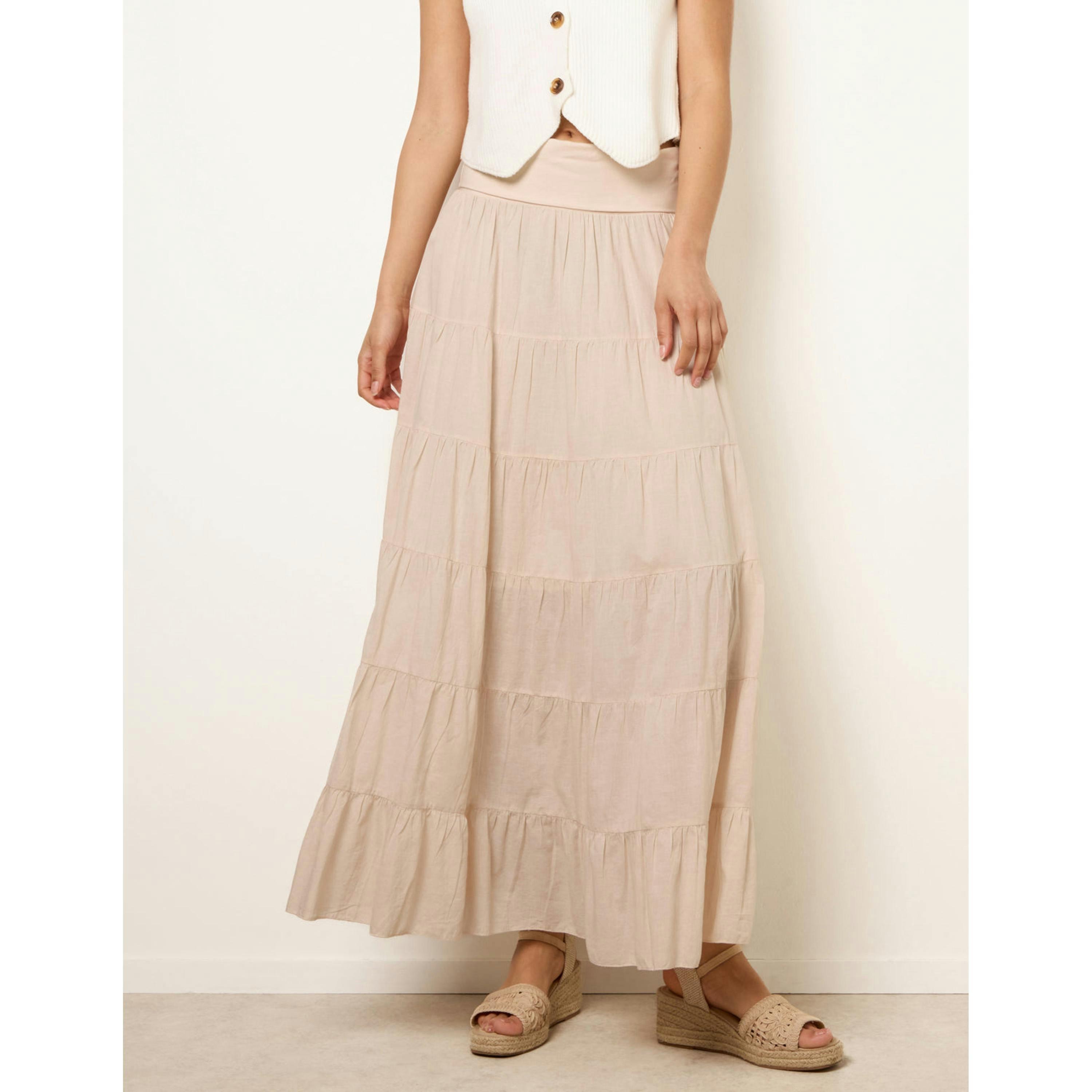Blue Vanilla Jersey Band Tiered Skirt  in Stone , view 4 of 4