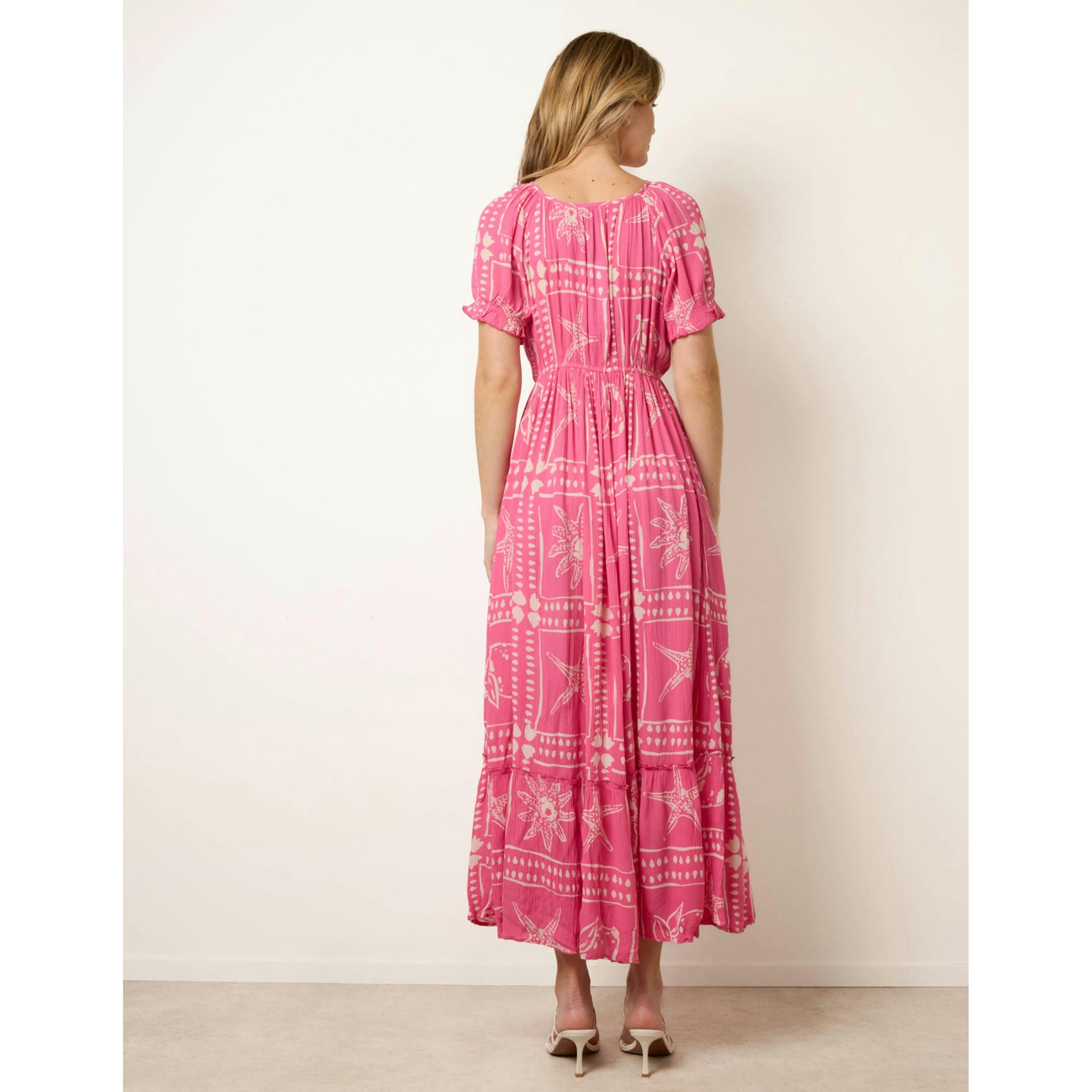 Blue Vanilla Starfish Print Tie Front Maxi Dress  in Pink , view 2 of 4
