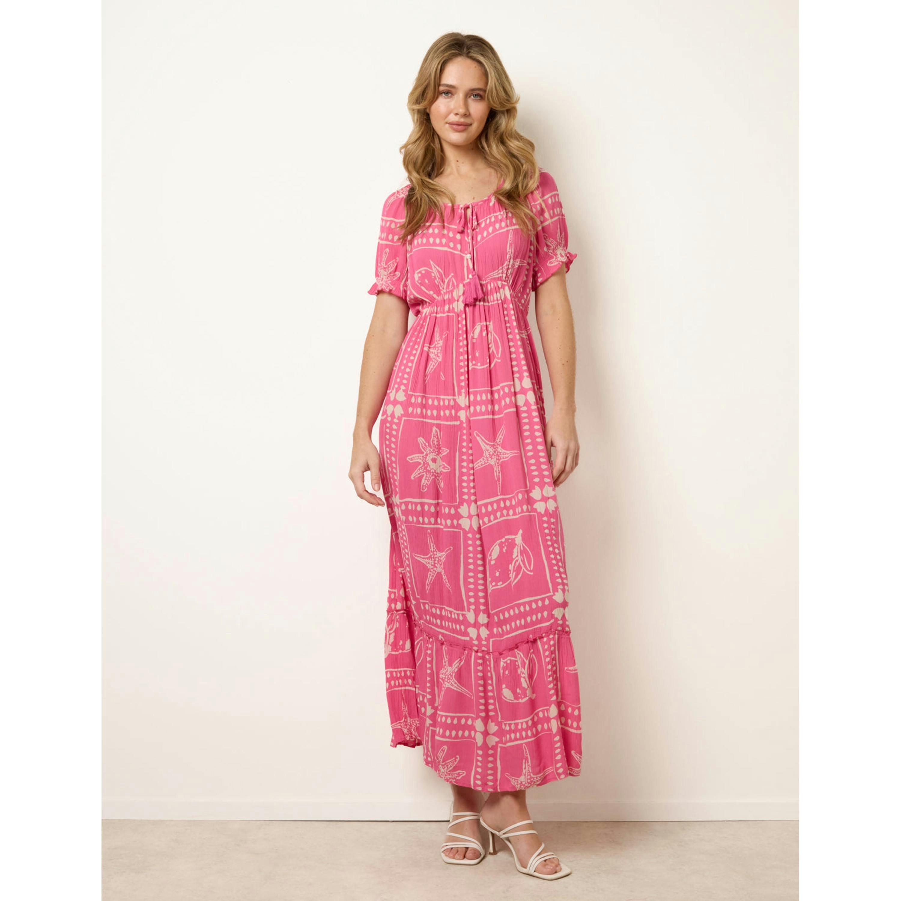 Blue Vanilla Starfish Print Tie Front Maxi Dress  in Pink , view 4 of 4