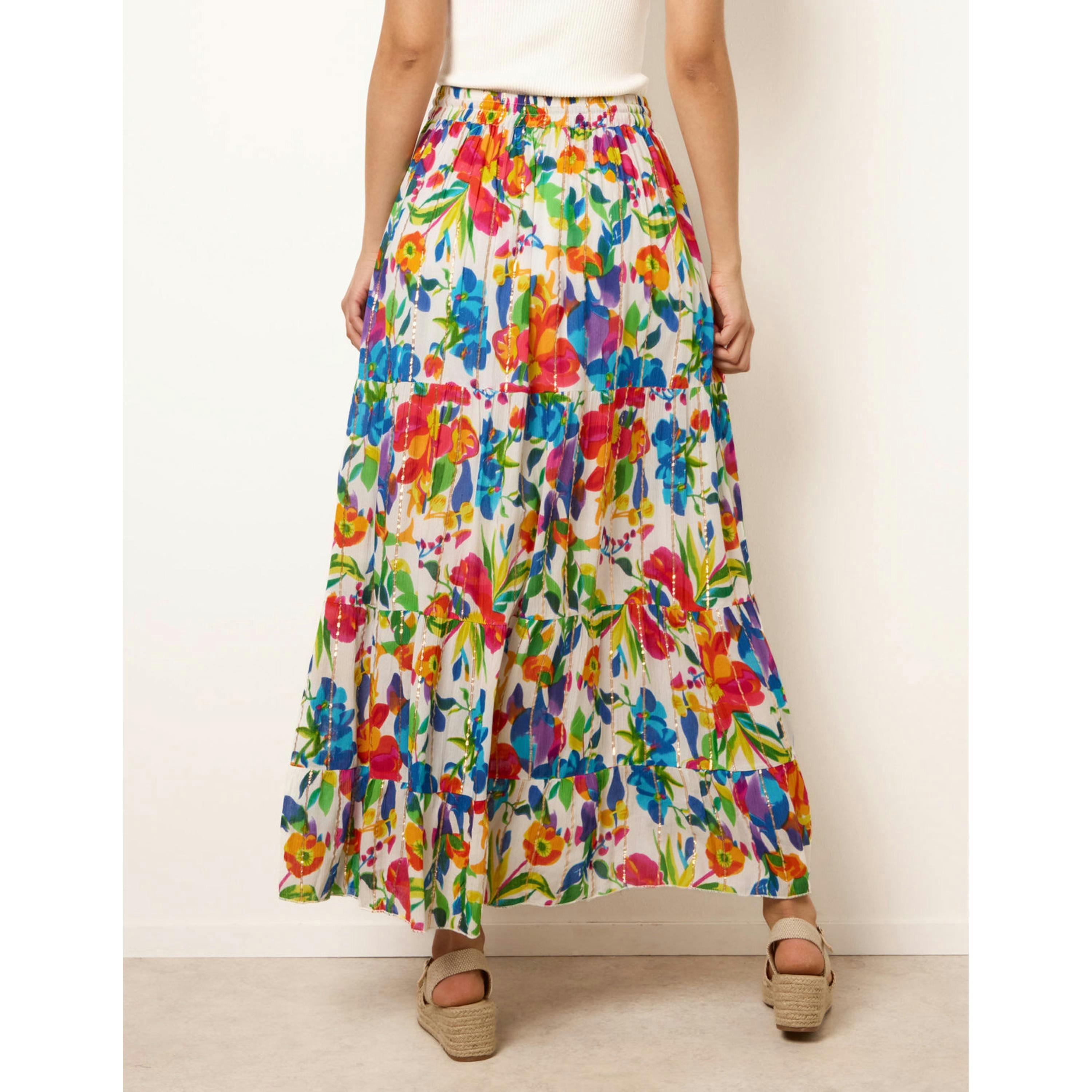 Blue Vanilla Tiered Bright Maxi Skirt  in Multicolour , view 2 of 4