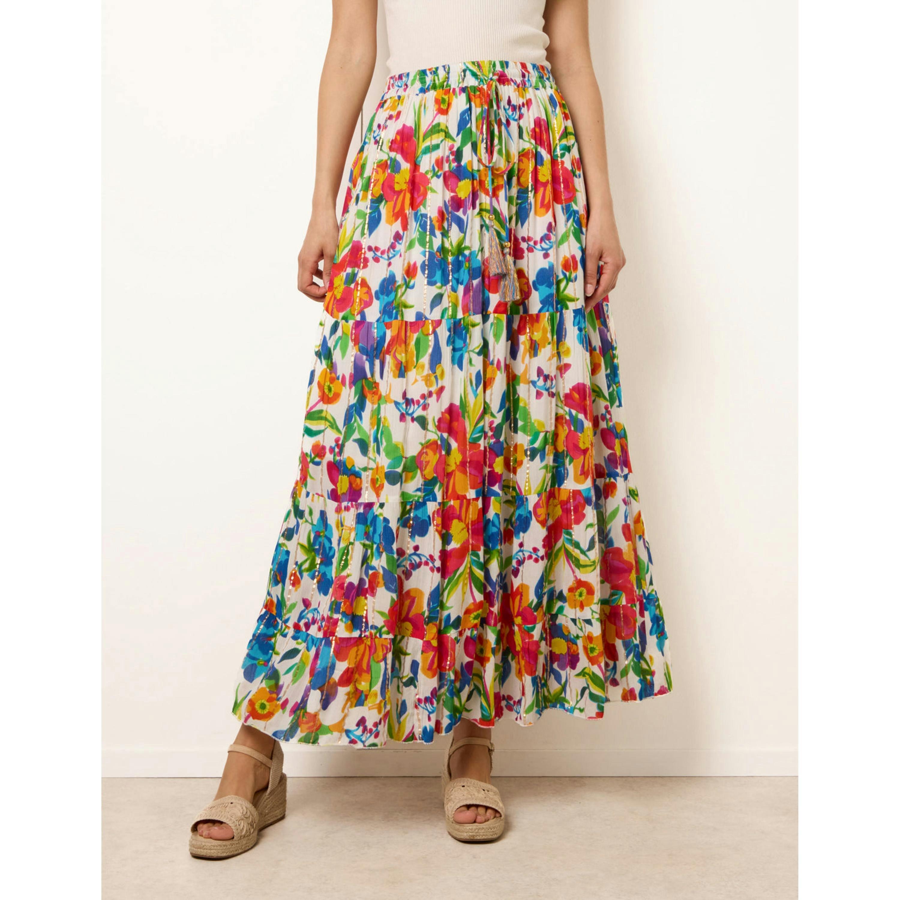 Blue Vanilla Tiered Bright Maxi Skirt  in Multicolour , view 4 of 4