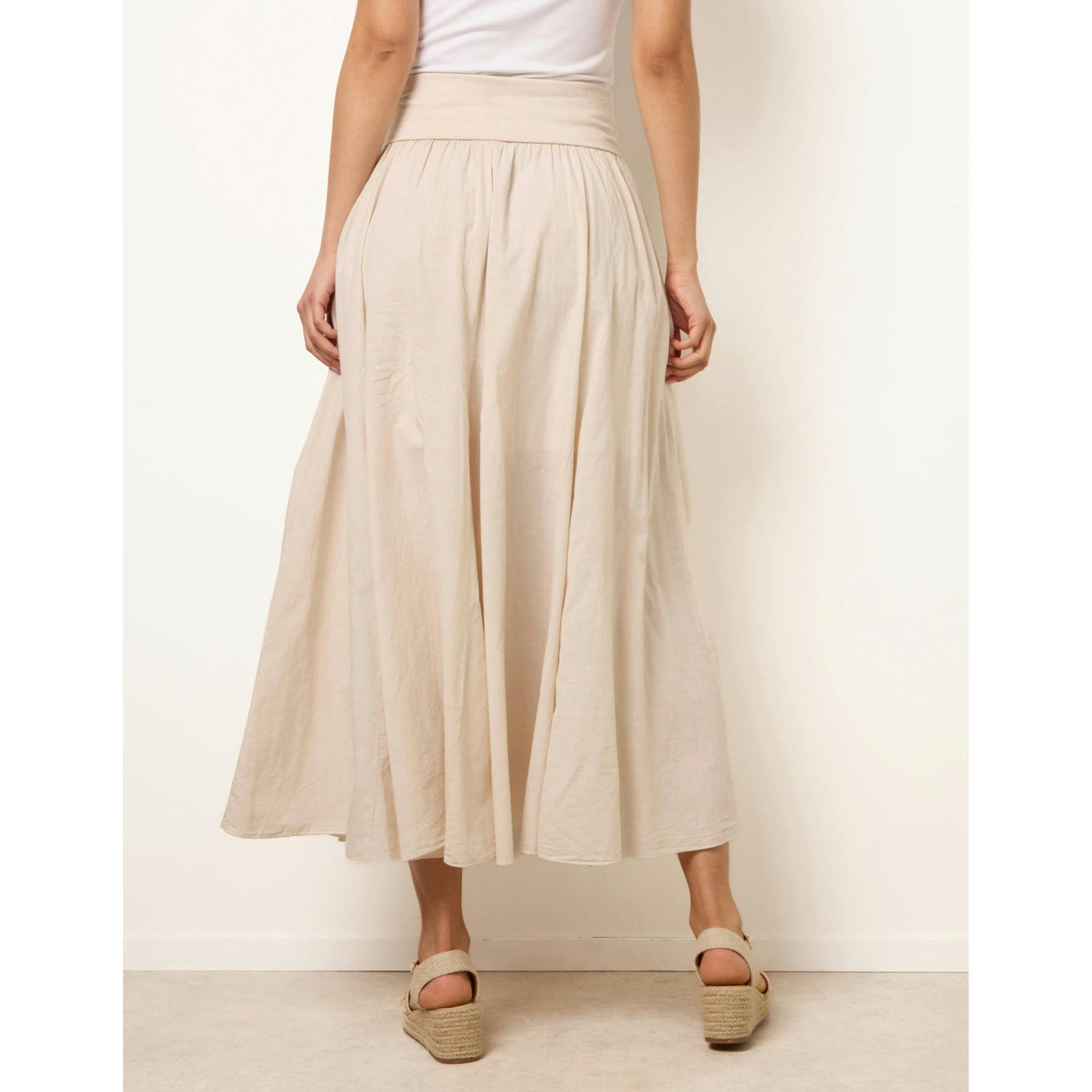 Blue Vanilla Godet Hem Jersey Waist Skirt  in Stone , view 2 of 4