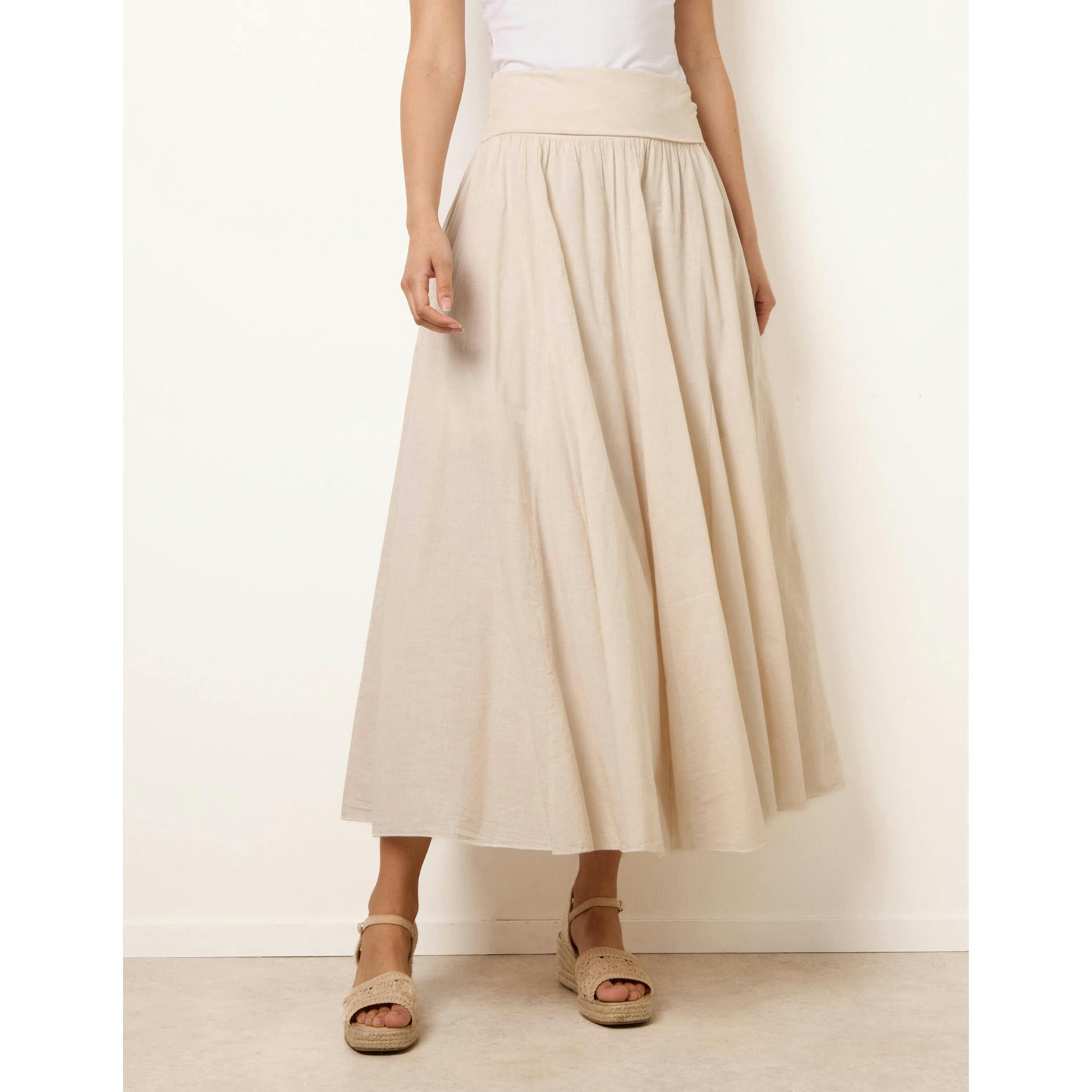 Blue Vanilla Godet Hem Jersey Waist Skirt  in Stone , view 4 of 4