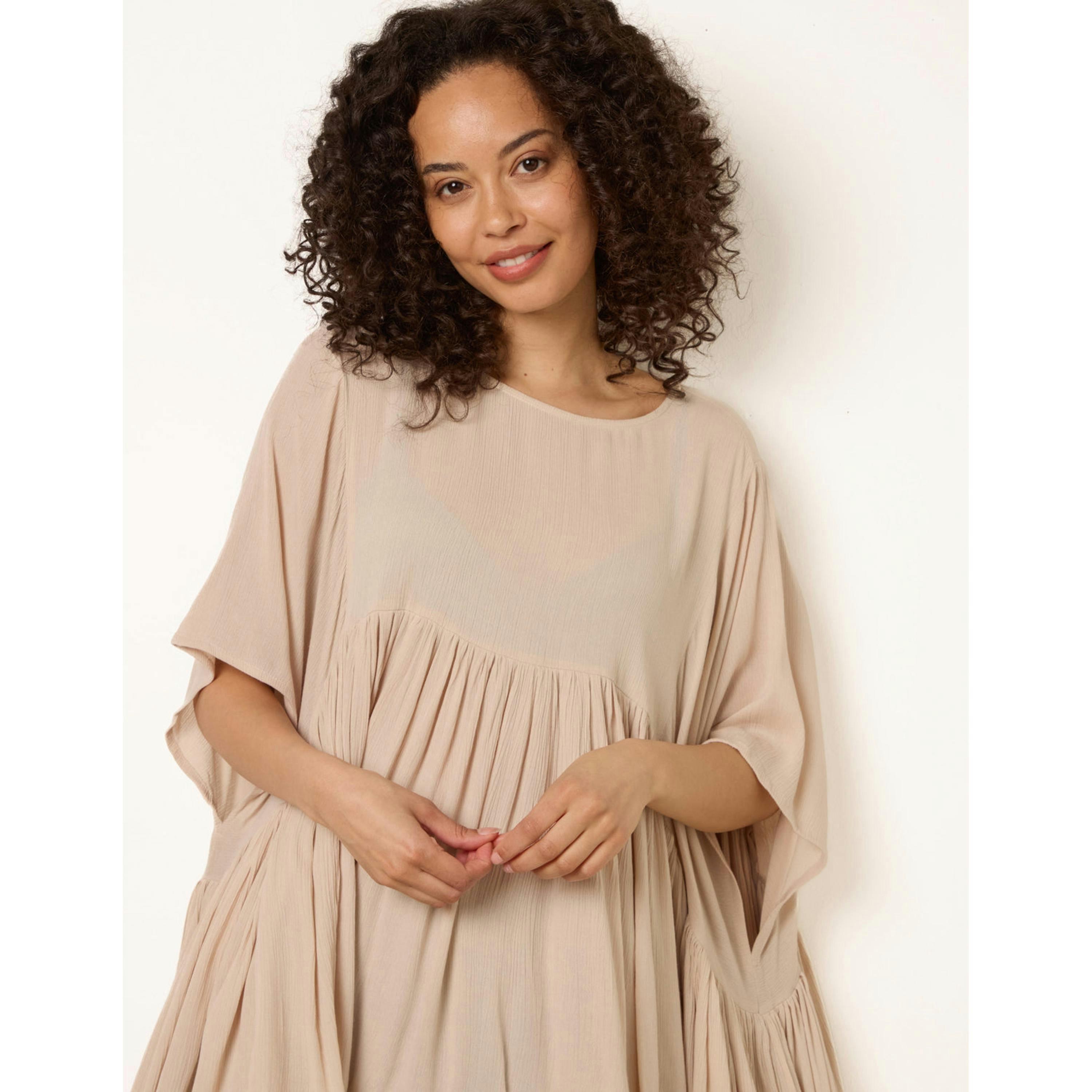 Blue Vanilla Gathered Oversized Top  in Stone , view 1 of 4