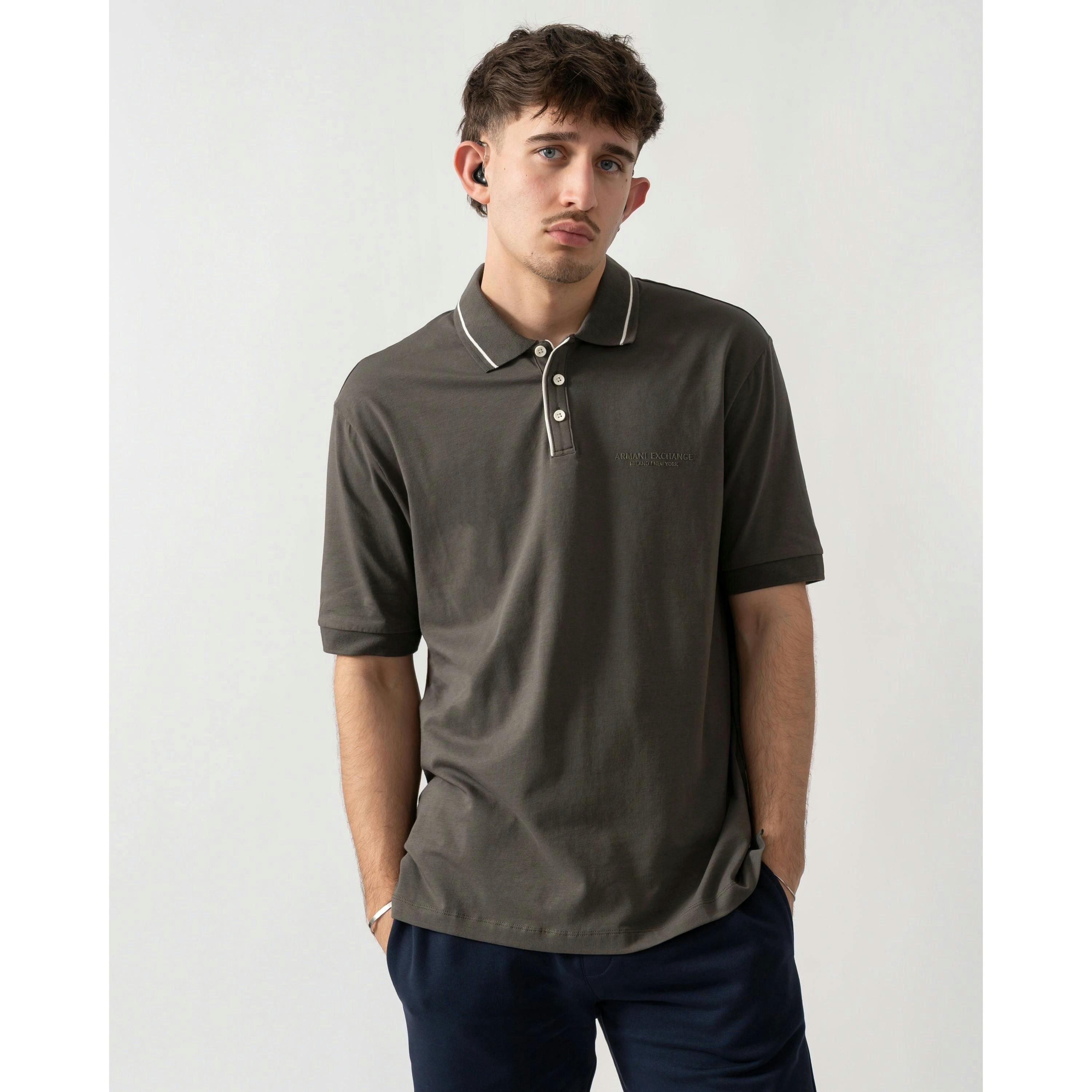 Armani Exchange Chimera Polo Shirt  in Grey , view 1 of 4