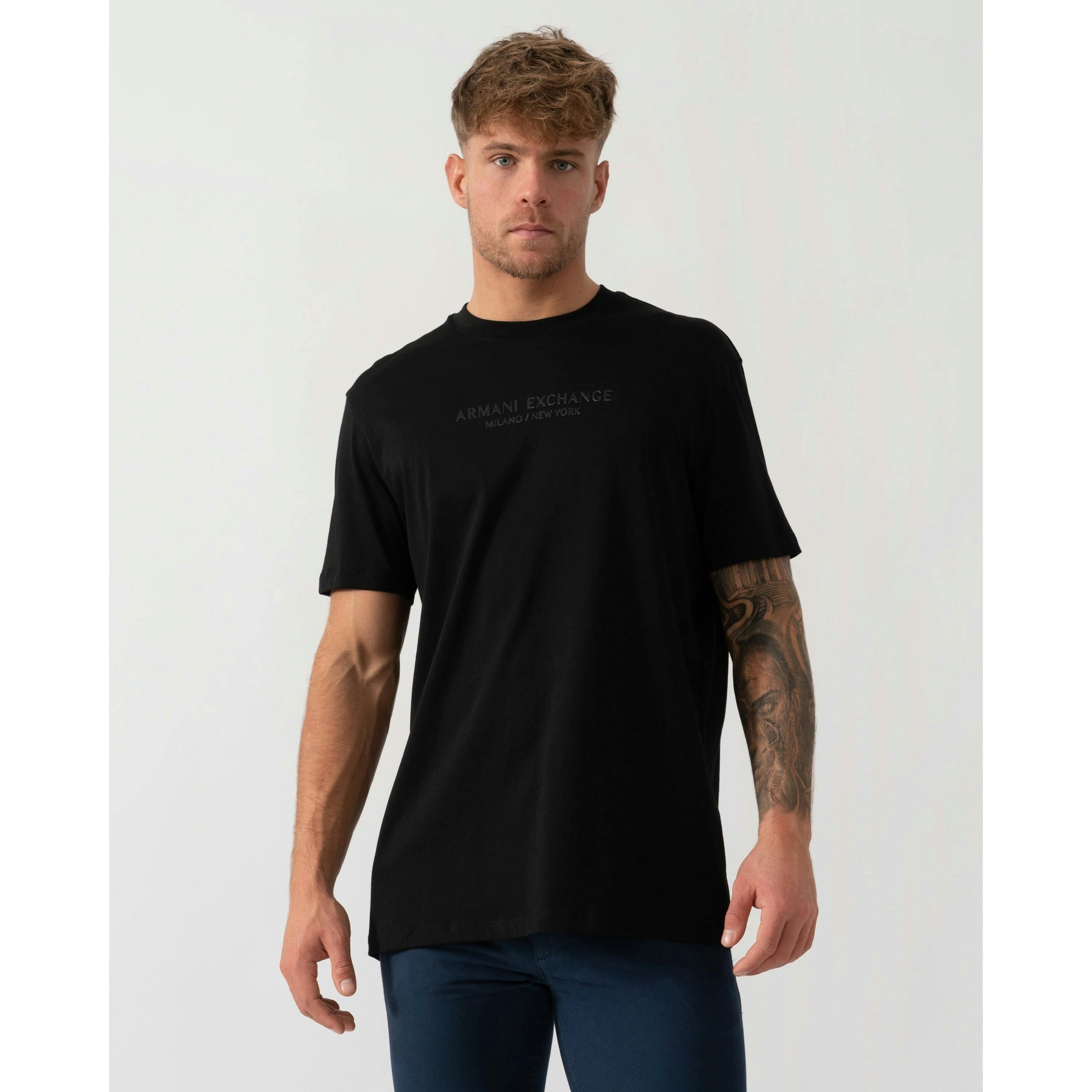 Armani Exchange Tonal City Logo T-Shirt  in Black , view 1 of 4