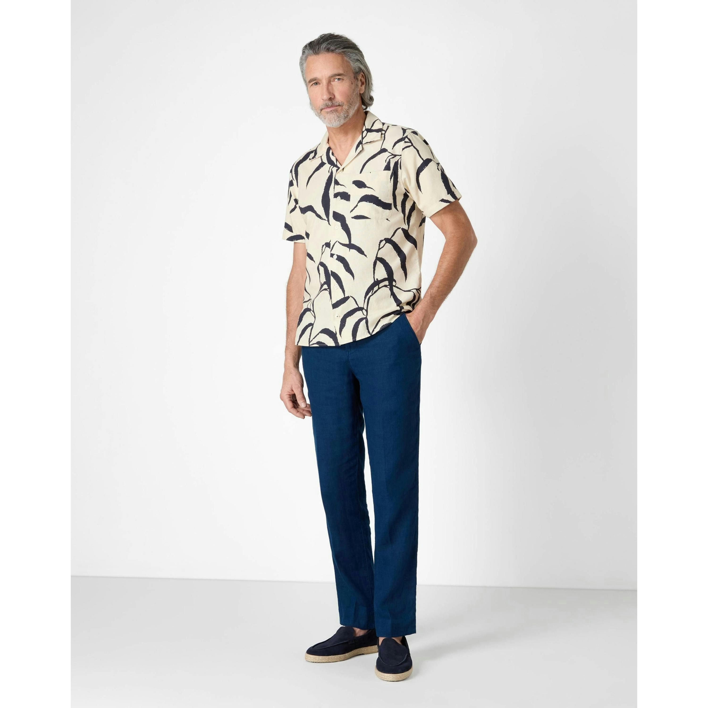 Oliver Sweeney Leaf Print Shirt  in Ivory , view 1 of 3