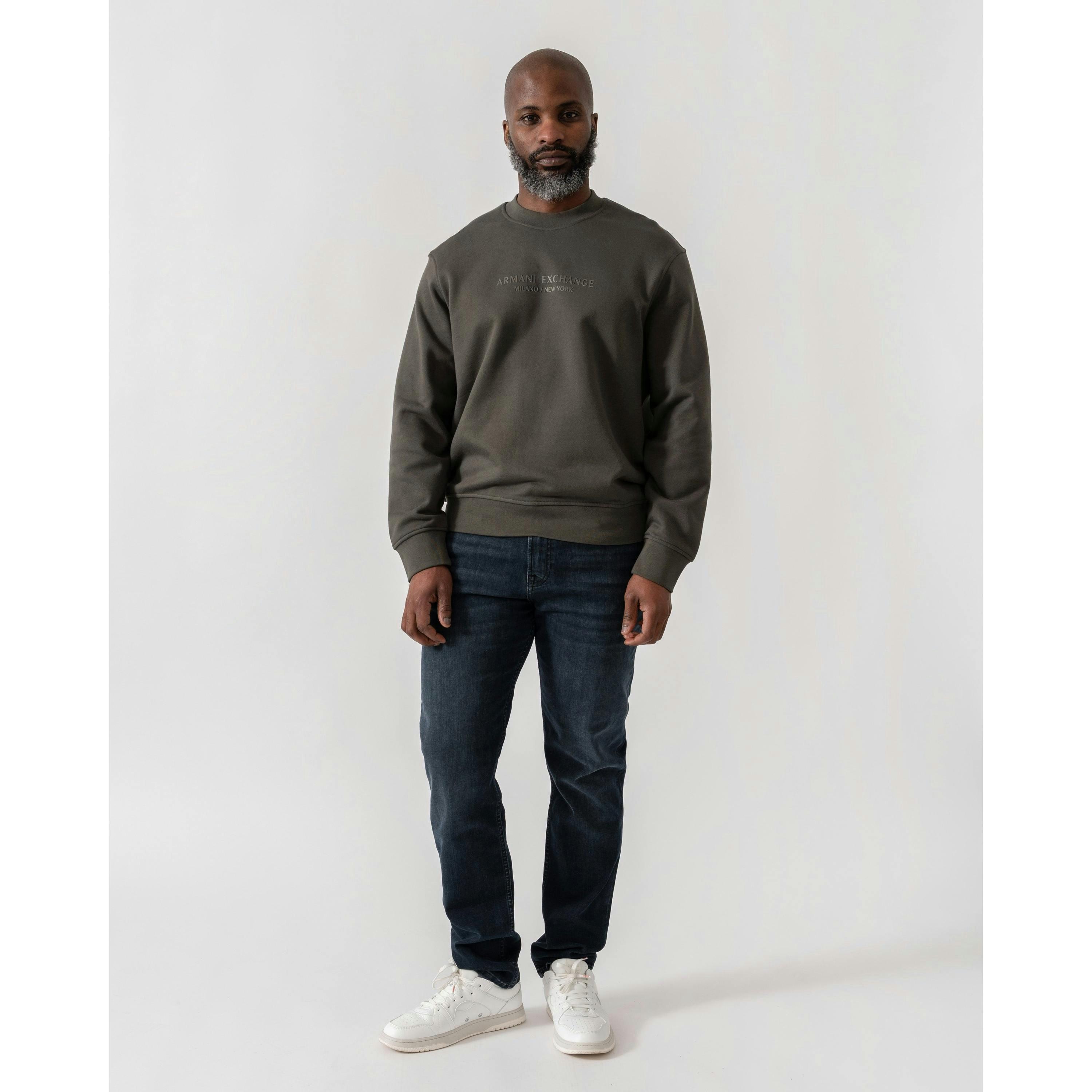 Armani Exchange Tonal Milano/New York Logo Sweatshirt  in Grey , view 1 of 4