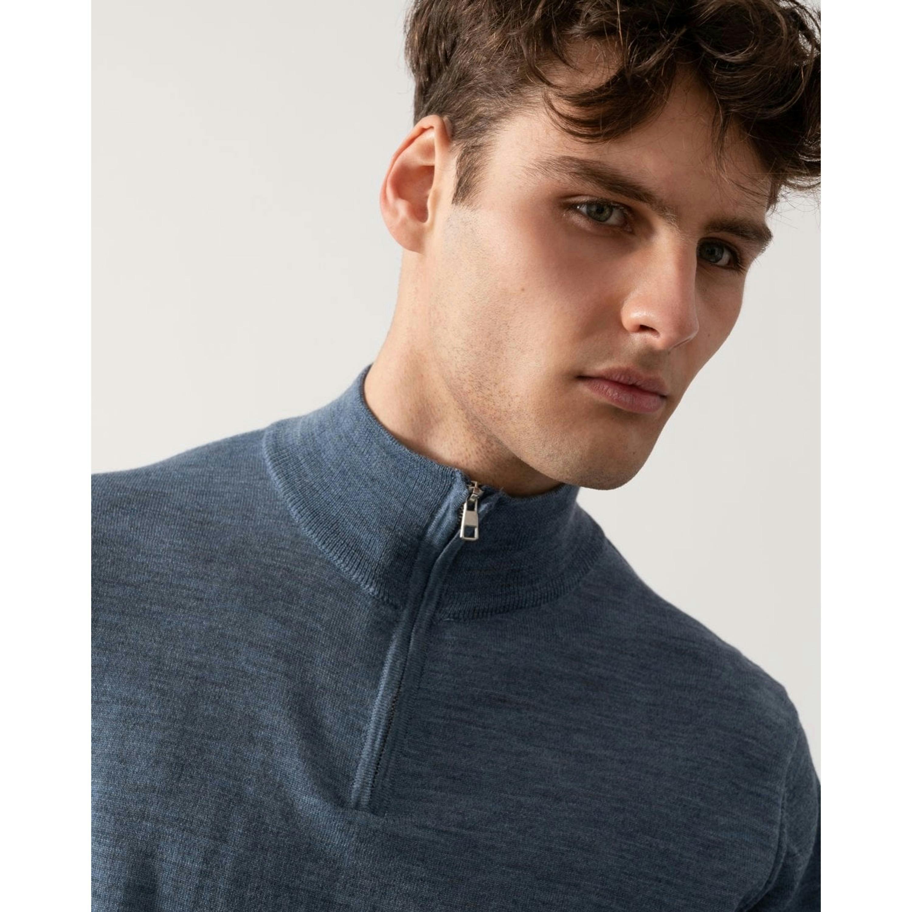 Oliver Sweeney Funnel Neck Jumper  in Blue , view 3 of 5