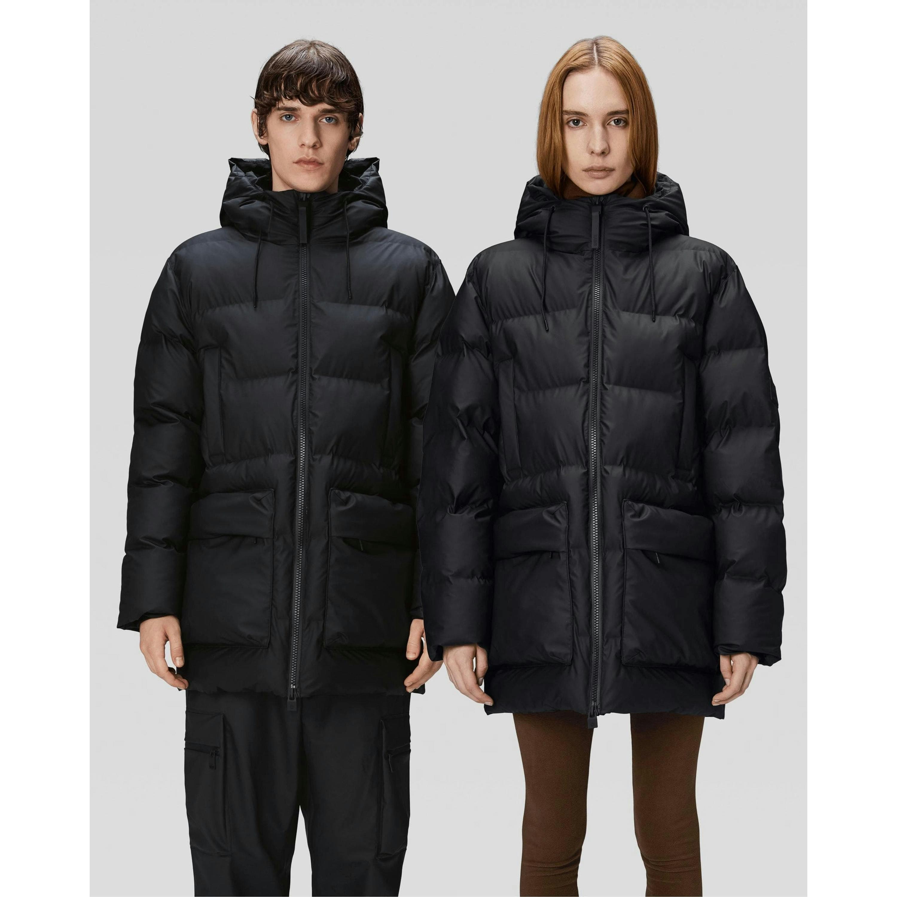 Rains Cargo Puffer Jacket  in Black , view 1 of 6