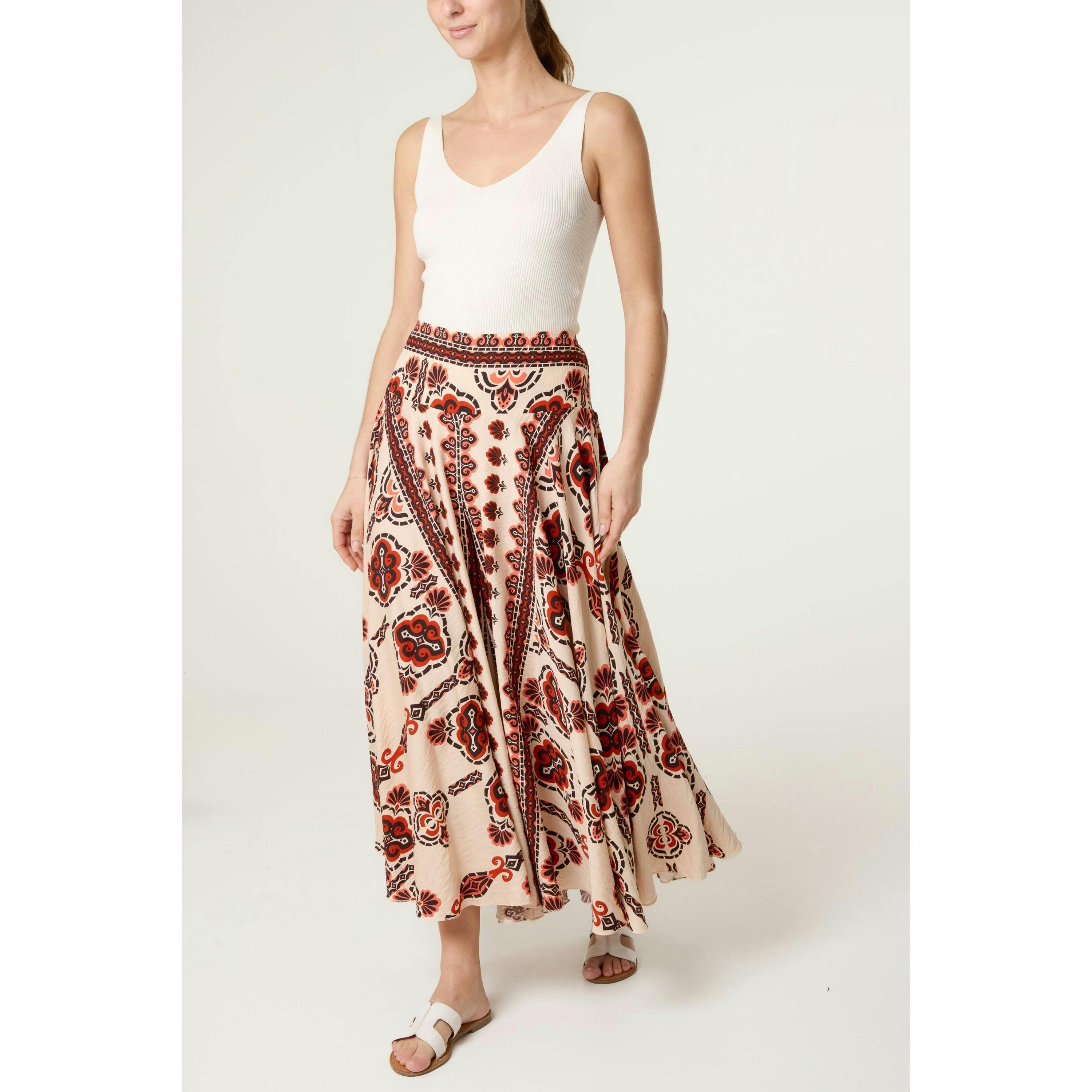 Blue Vanilla Deep Waist Flowy Pants  in Orange , view 1 of 4