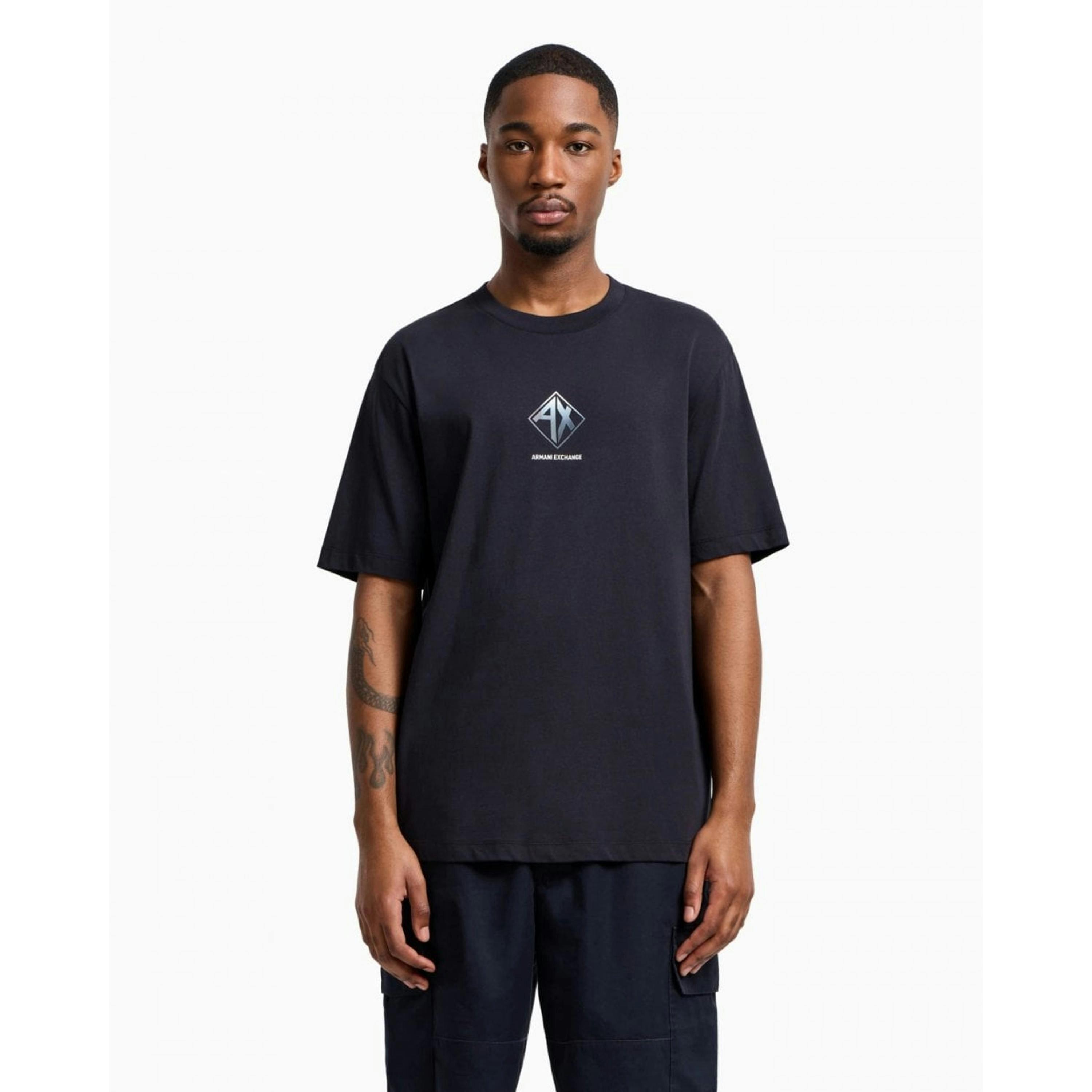 Armani Exchange Diamond Logo T-Shirt  in Grey , view 1 of 3