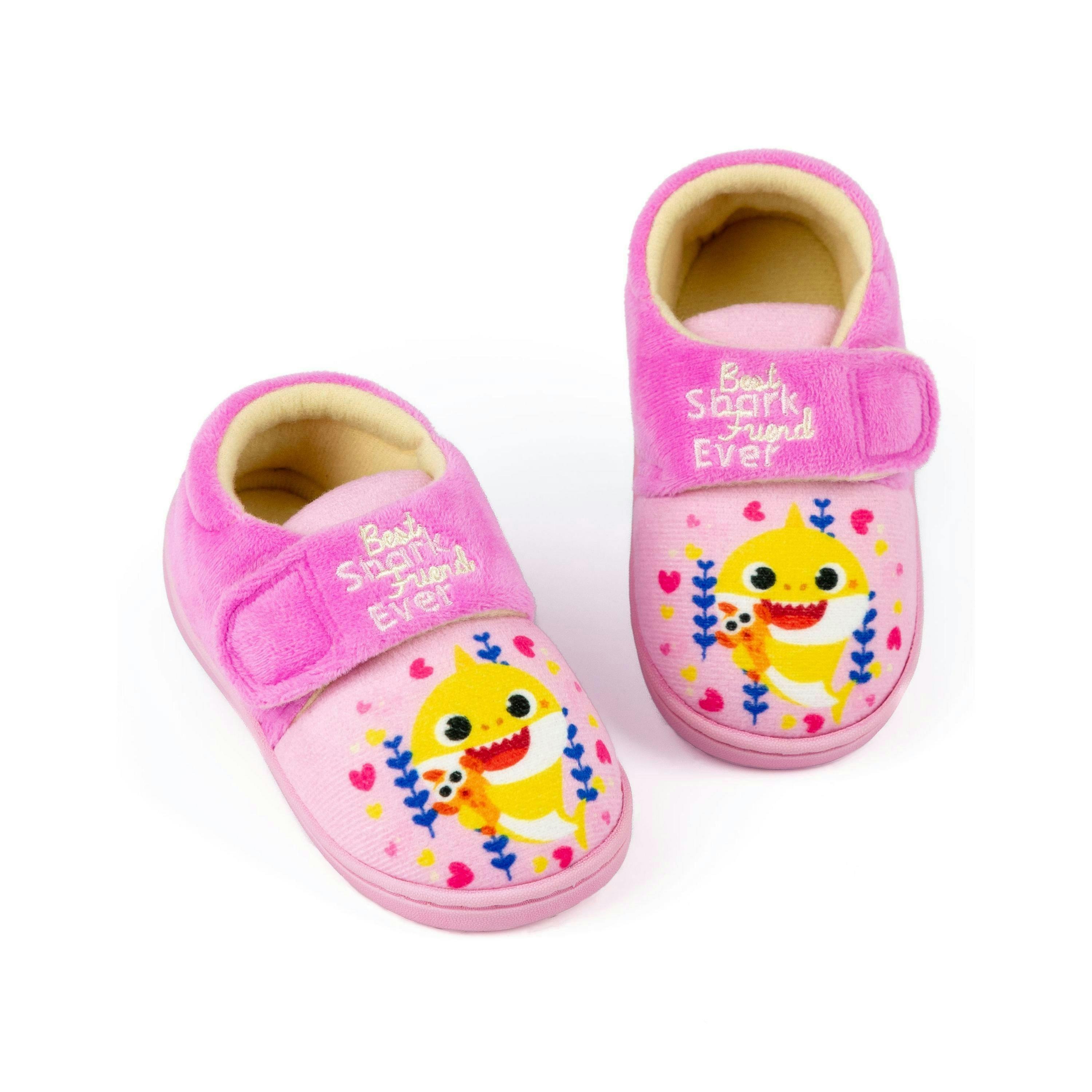 Baby Shark Girls Pink Slippers | Adjustable Strap | Slip On House Shoes | Kids Toddler Gift | Best Shark Friend Ever By Vanilla Underground , view 1 of 1