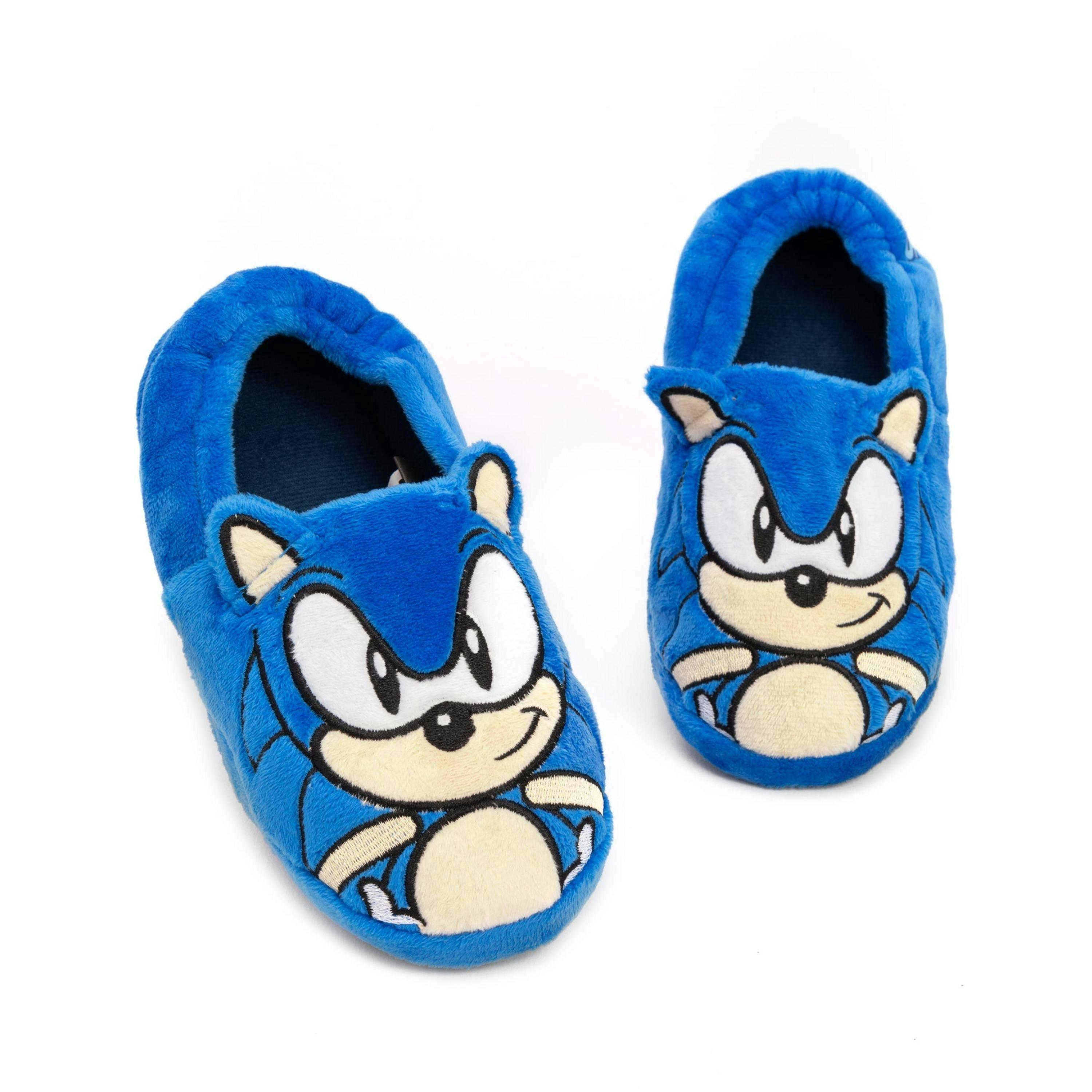 Sonic The Hedgehog Kids Slippers | Boys Girls Blue Plush 3D Ears House Shoes | Character Bedroom Mules | SEGA Official Merchandise By Vanilla Underground , view 1 of 1