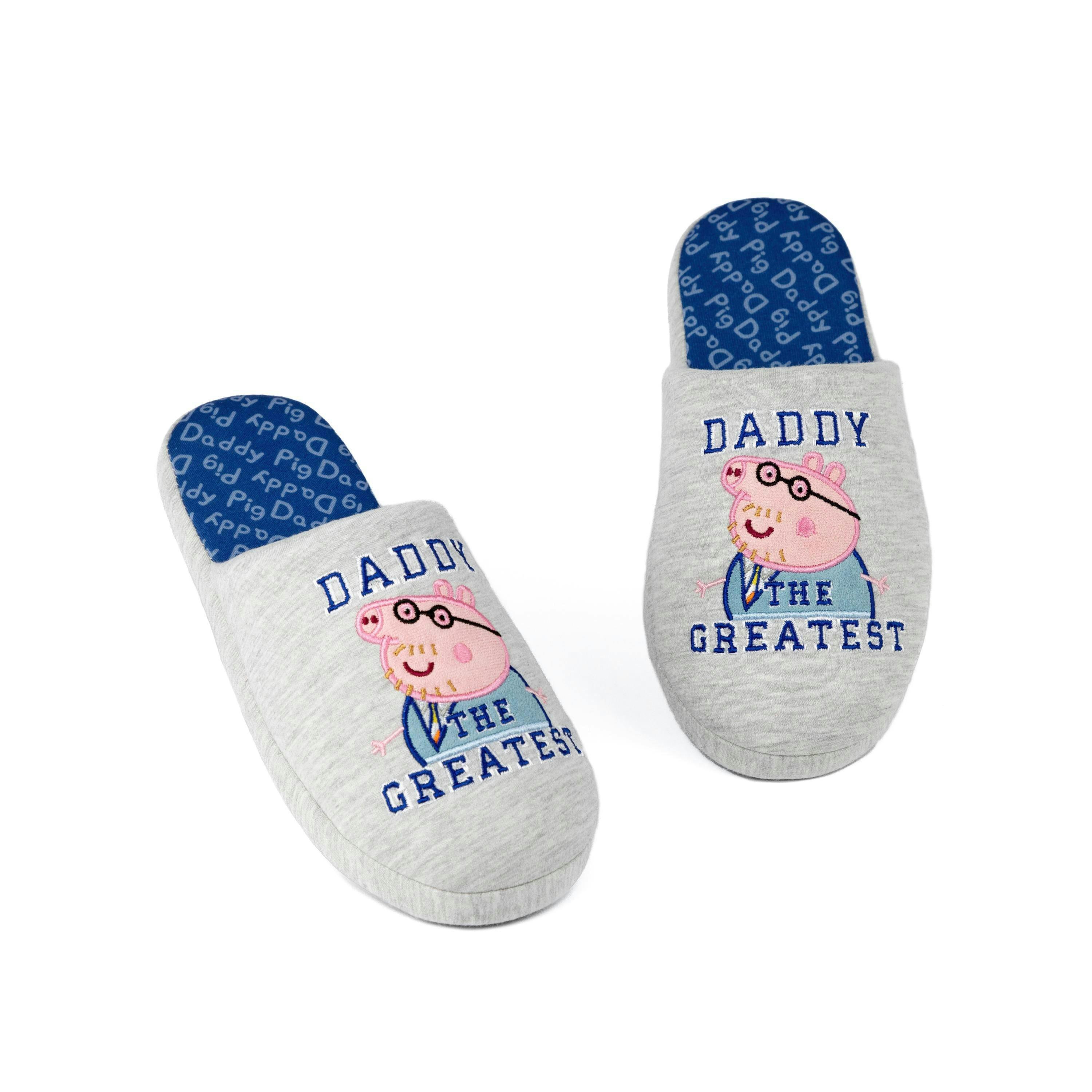 Peppa Pig Men's Slippers | Adults Grey Slip On House Shoes | Christmas Gift For Daddy UK By Vanilla Underground , view 1 of 1