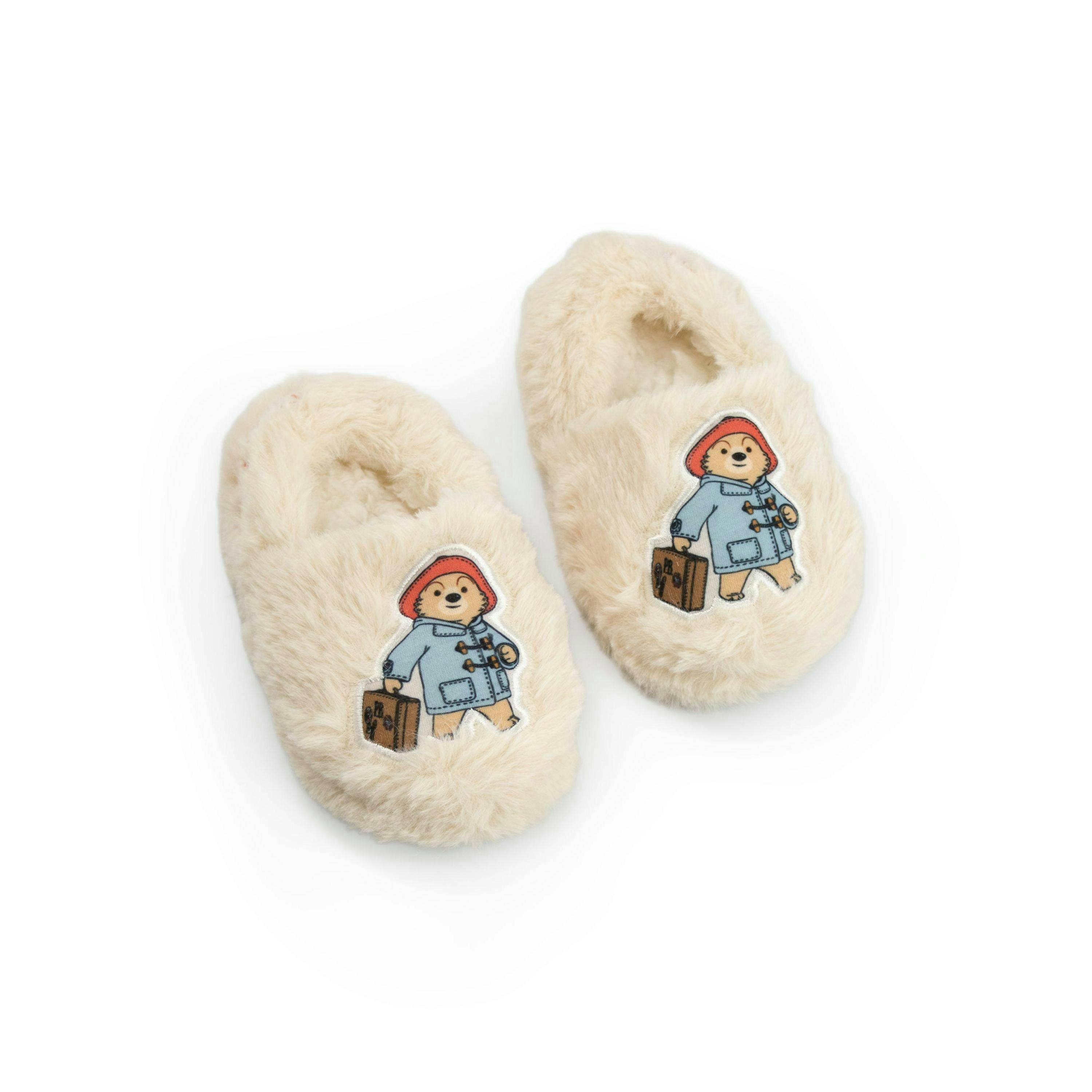 Paddington Bear Kids Unisex Cream Fluffy Slip On Loafer Slippers | Soft Character Indoor Lounging House Shoes | Merch UK By Vanilla Underground , view 1 of 1