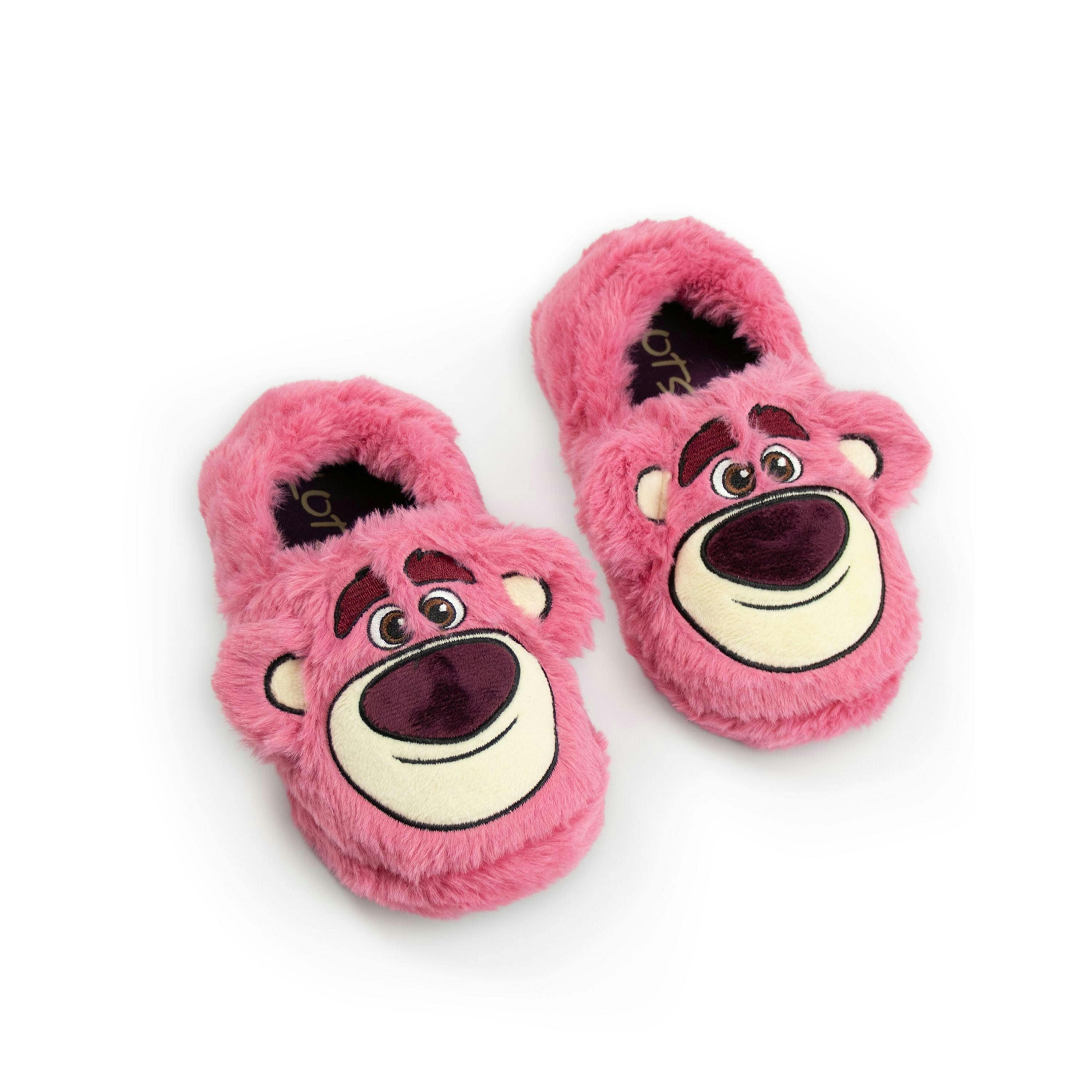 Disney Toy Story Lotso Girls Pink Fluffy Slip On Loafer Slippers | Comfortable Character Indoor House Shoes | Kids Merch UK By Vanilla Underground , view 1 of 1