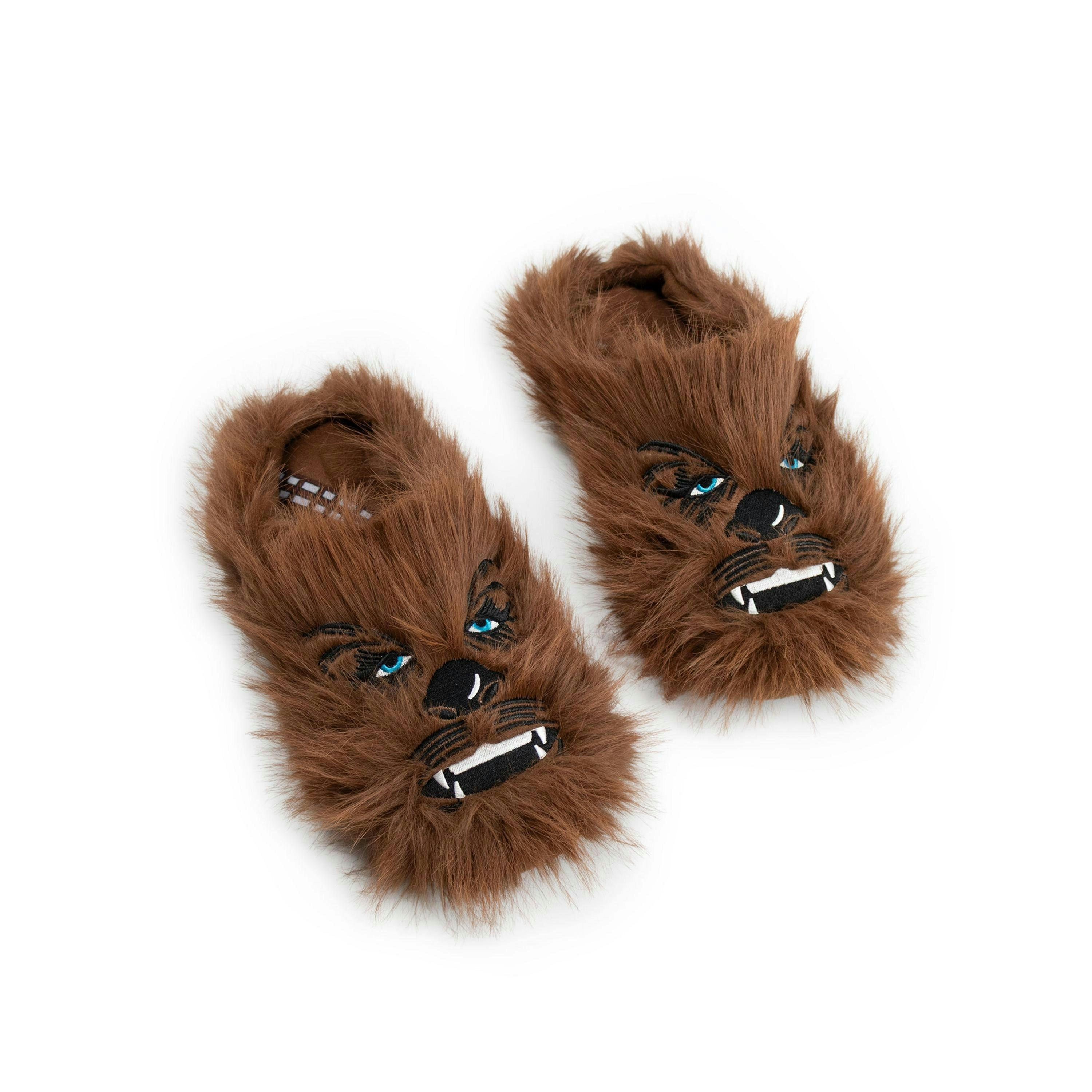 Star Wars Chewbacca Men's Brown Fluffy Mule Slippers | Comfortable Character Indoor Lounging House Shoes | Movie Merch UK By Vanilla Underground , view 1 of 1