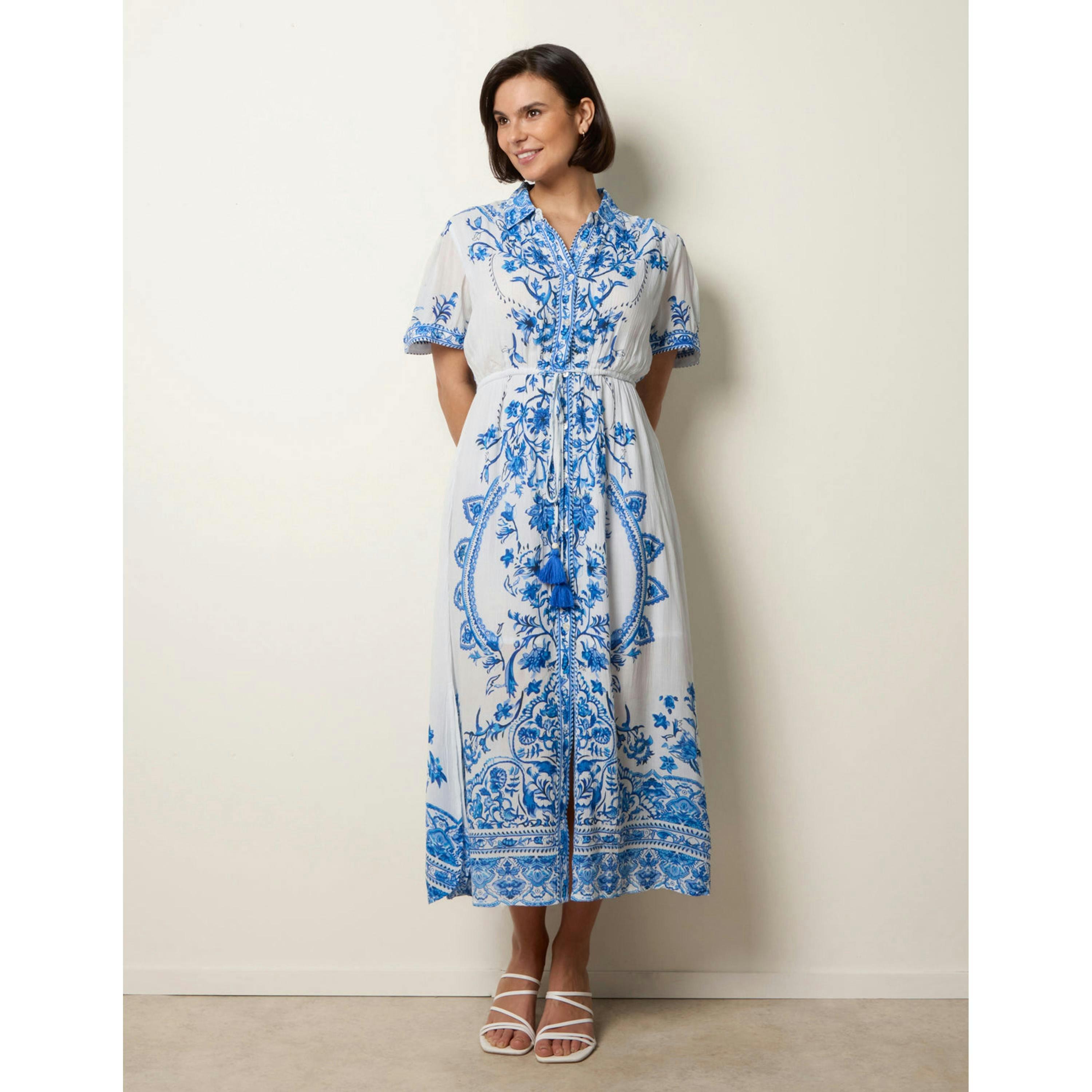 Blue Vanilla Floral Blue Print Drawstring Dress  in Blue , view 1 of 4