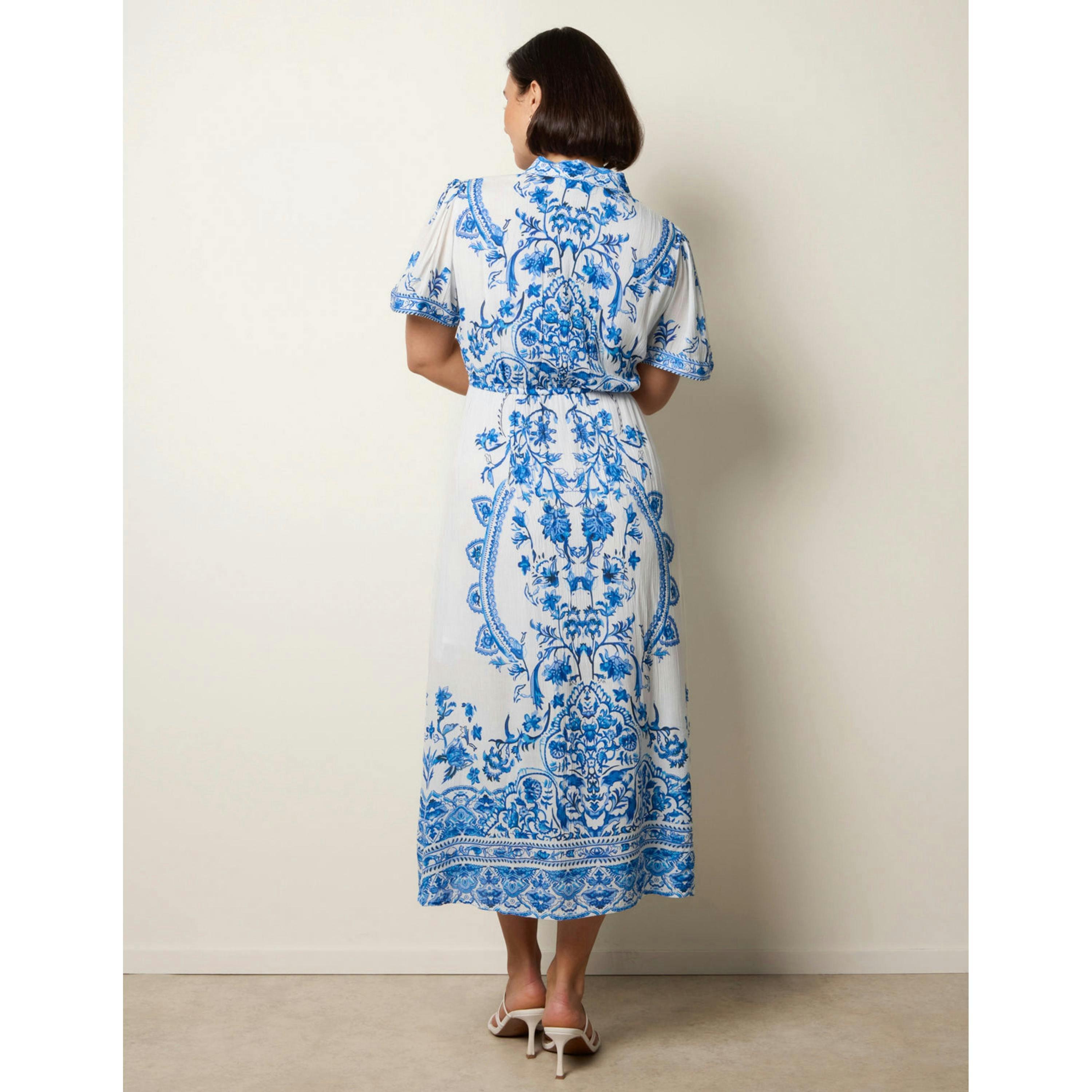Blue Vanilla Floral Blue Print Drawstring Dress  in Blue , view 2 of 4