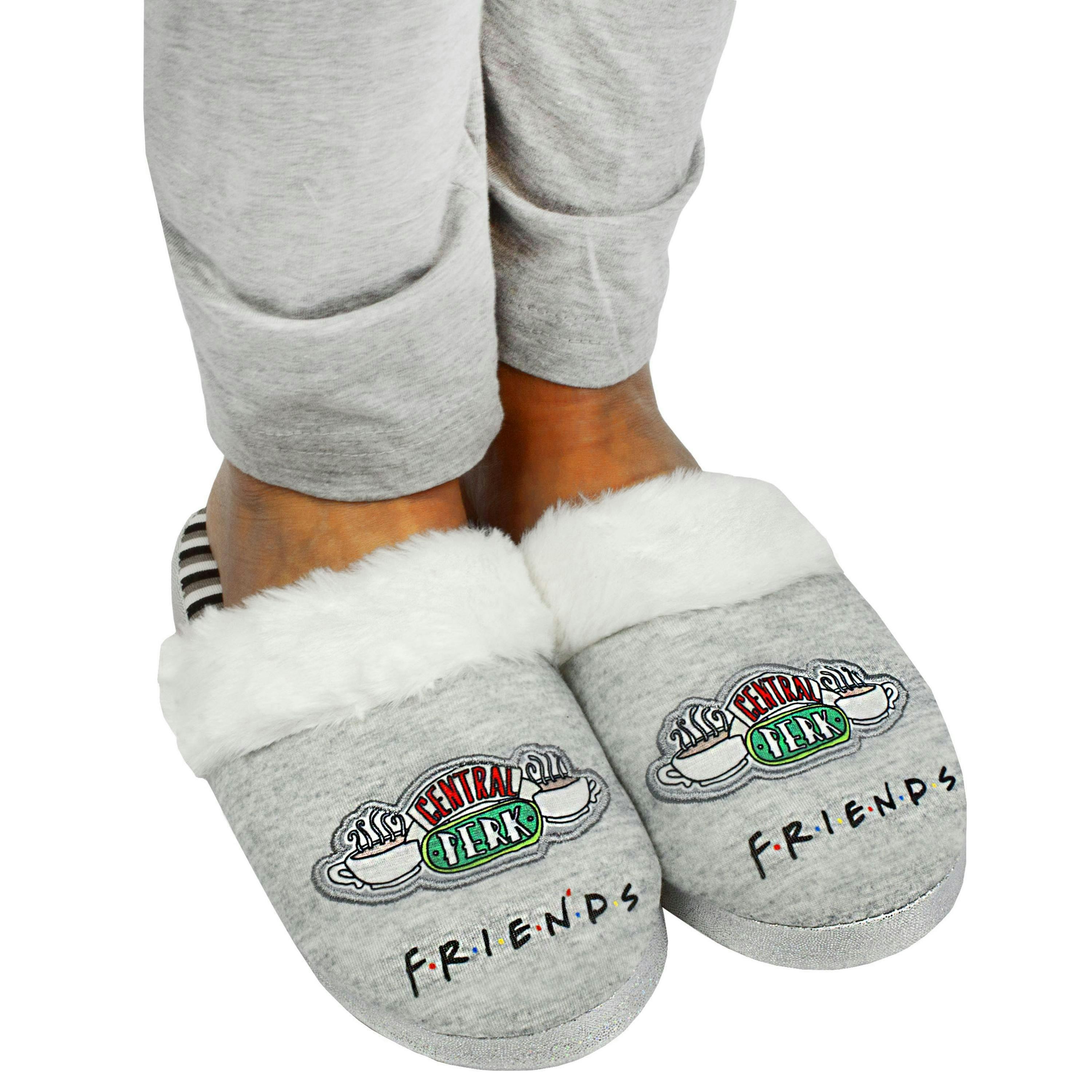 FRIENDS Central Perk Girls Slippers House Shoes for Kids | Glitter Sole & Fluffy Children Bedtime Slippers |By Vanilla Underground , view 1 of 1