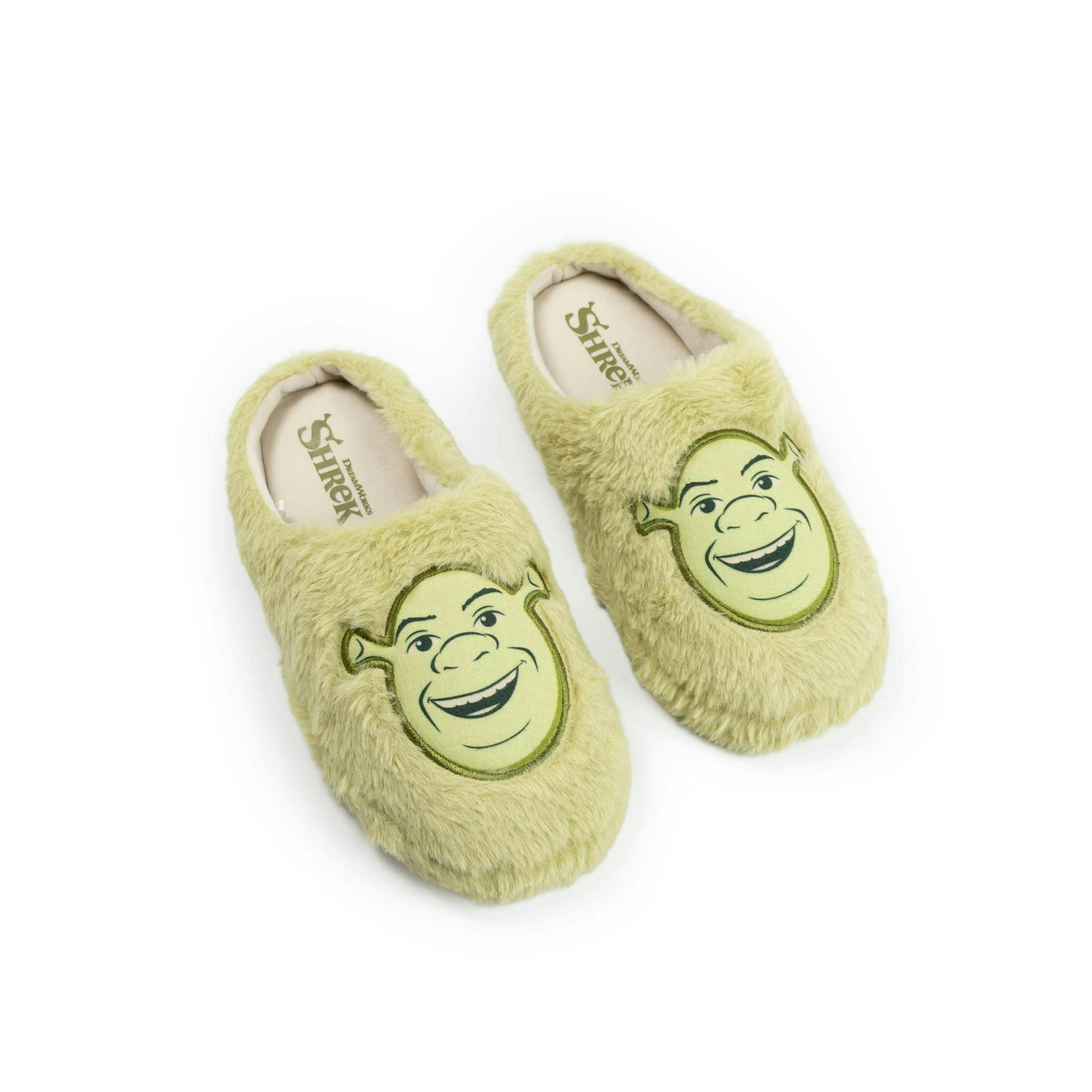 Shrek Green Character Face Mule Slippers | Fluffy Indoor Footwear for Adults | Movie-Themed Slippers | Perfect for Home Relaxation | Shrek Merch - 3-4 UK , view 1 of 1
