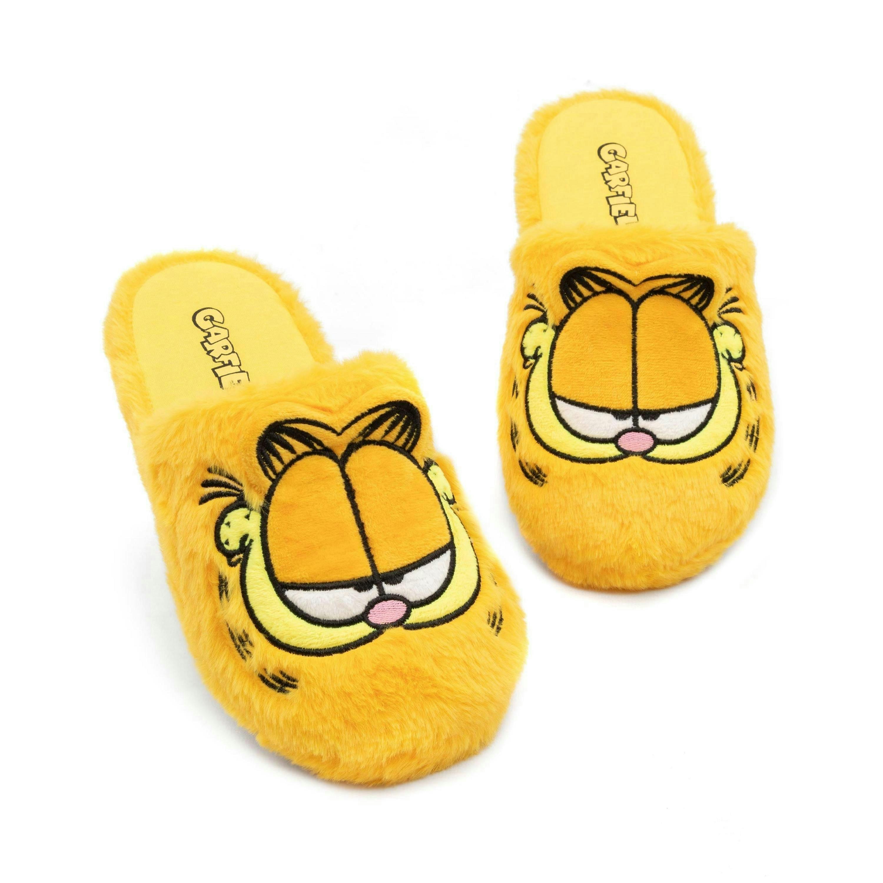 Garfield Adults Slippers | Men Women Unisex Animated Lazy Tabby Cat Fluffy Slip On House Sliders | Movie Merchandise Yellow , view 1 of 1